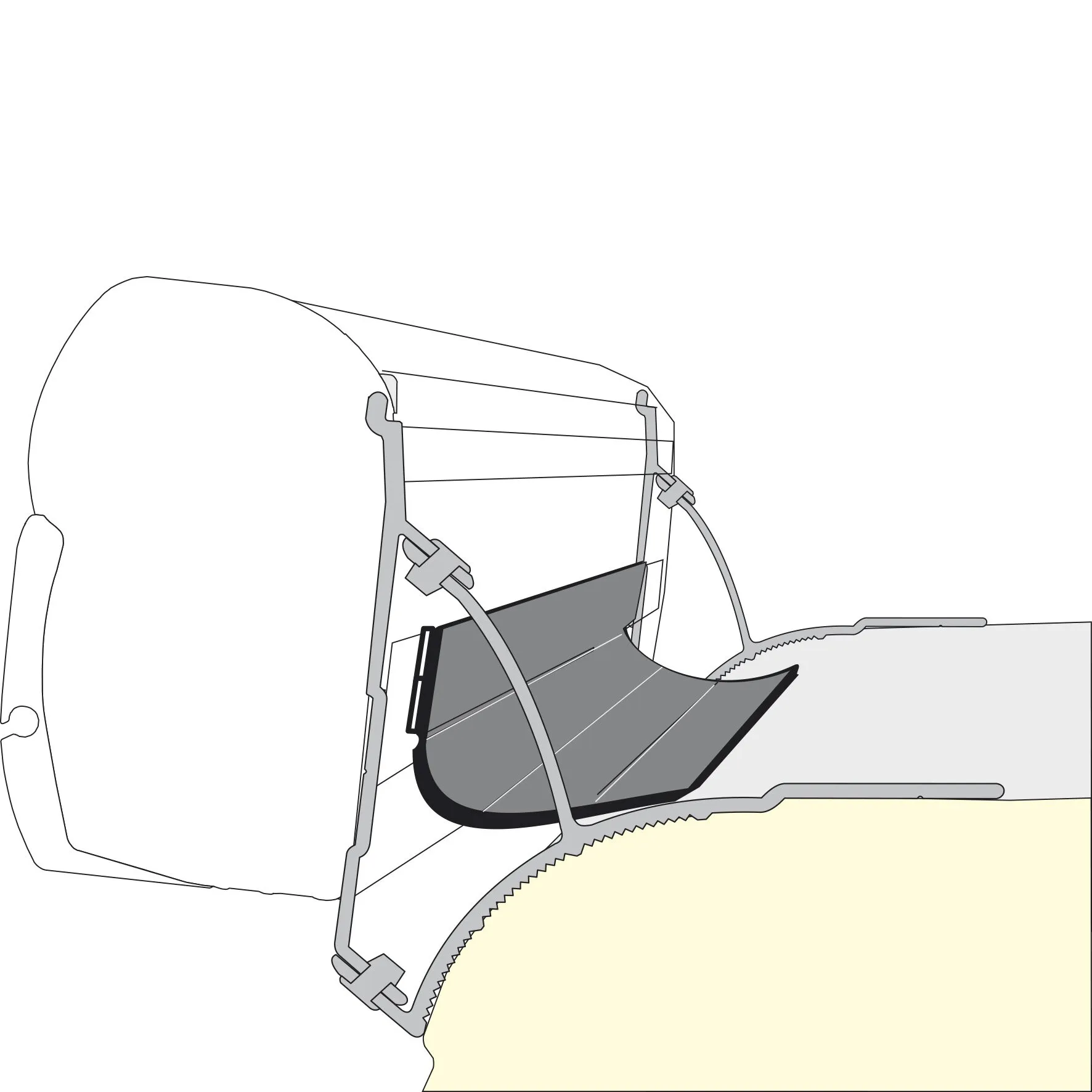 Dichtband Rain Guard Van für F35 Pro und F45 S an einer ausgefahrenen Markise eines Vans montiert