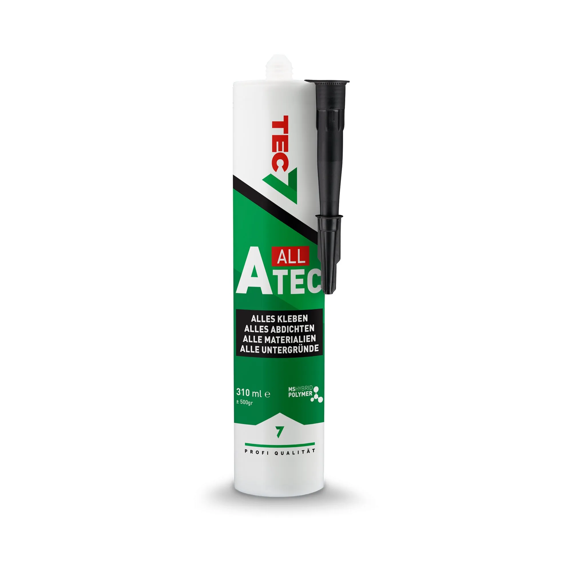 Schwarze ATEC-Klebstoff- und Dichtmittelkartusche mit schwarzer Düse, 310 ml, für Kleben und Abdichten