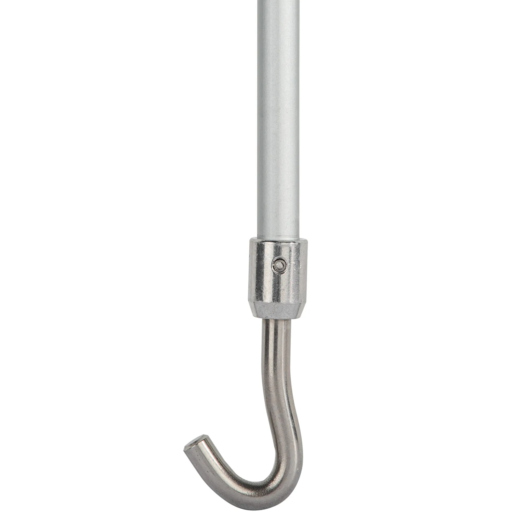 Aluminium-Handkurbel, 51 cm, mit silbernem Rohr, verchromter Klemmhülse und gebogenem Hakengriff