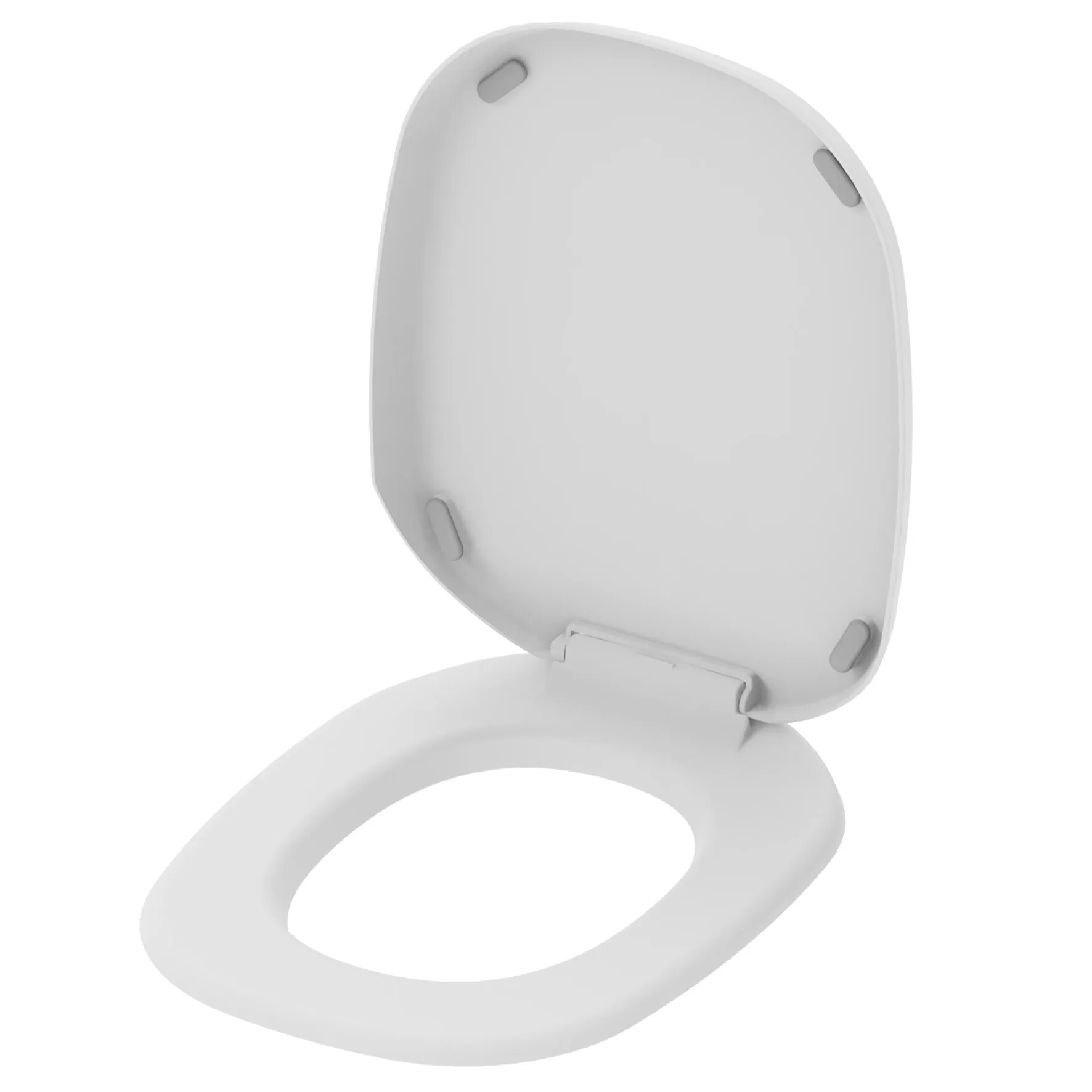 Weißer Toilettensitz mit geöffnetem Deckel und ovaler Sitzfläche für die Clesana C1