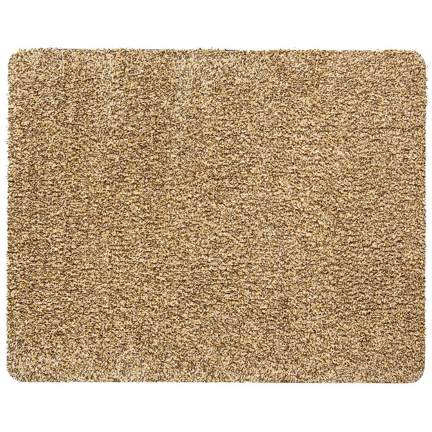 Beige rechteckige Fußmatte Aquastop mit dicht strukturierter, melierter Oberfläche und abgerundeten Ecken, 100 cm breit