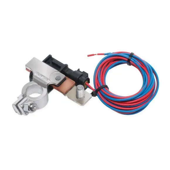 Batteriesensor für MCA-Ladegeräte mit silberner Batterieklemme, schwarzem Sensorgehäuse und aufgewickelten roten und blauen Kabeln