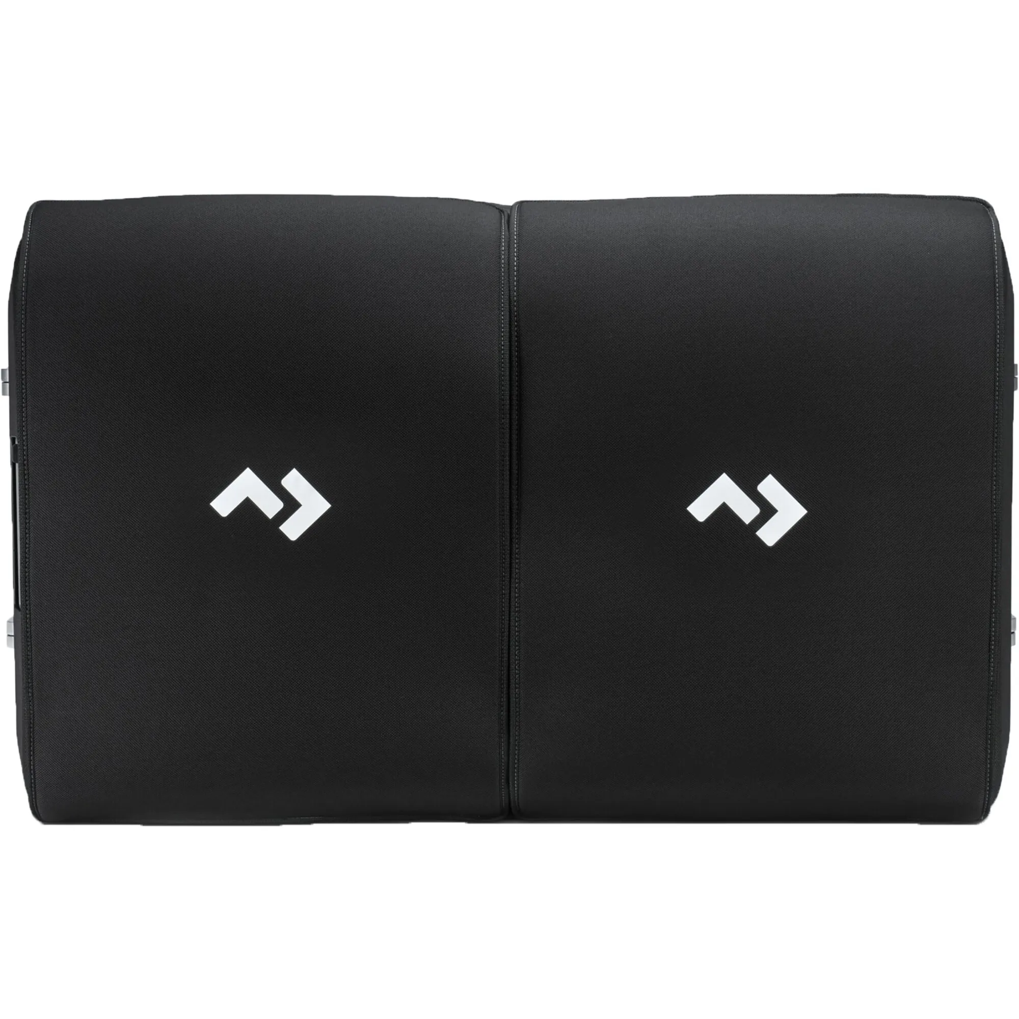 Schwarze Schutzhülle für die Dometic CFX5 75DZ mit zwei gepolsterten Deckelabdeckungen und weißen Logos