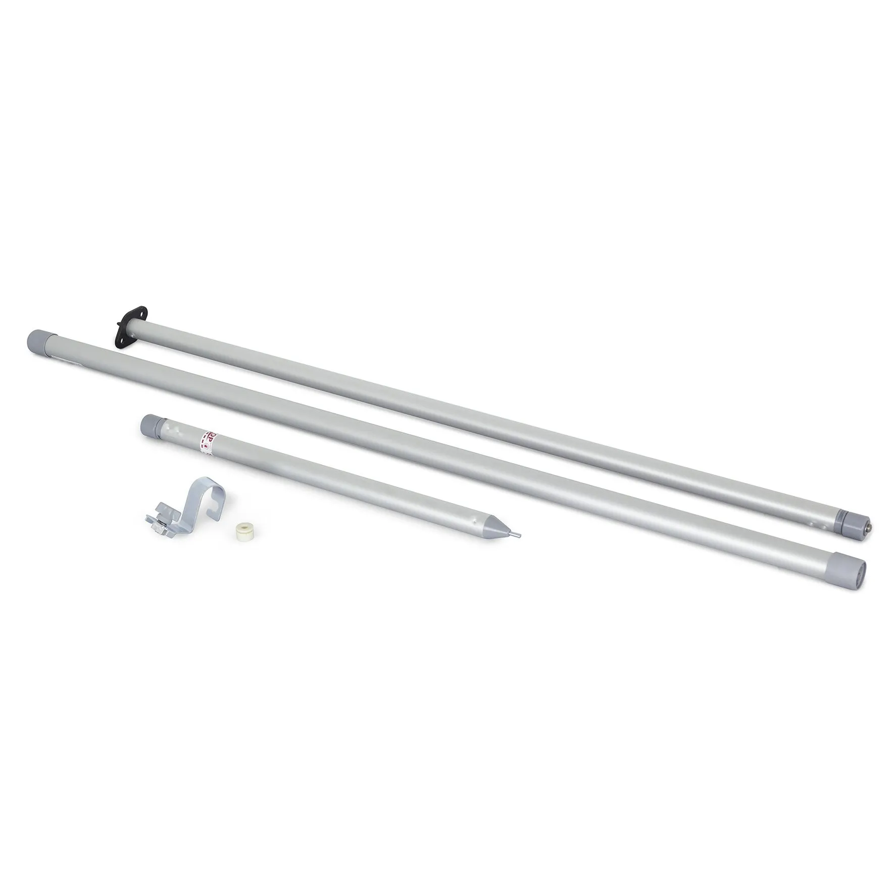 Silberne Spannstange Door Pole F65 und F80s mit zwei langen Rohren, Endkappen, Halterung und weiterem Montagematerial