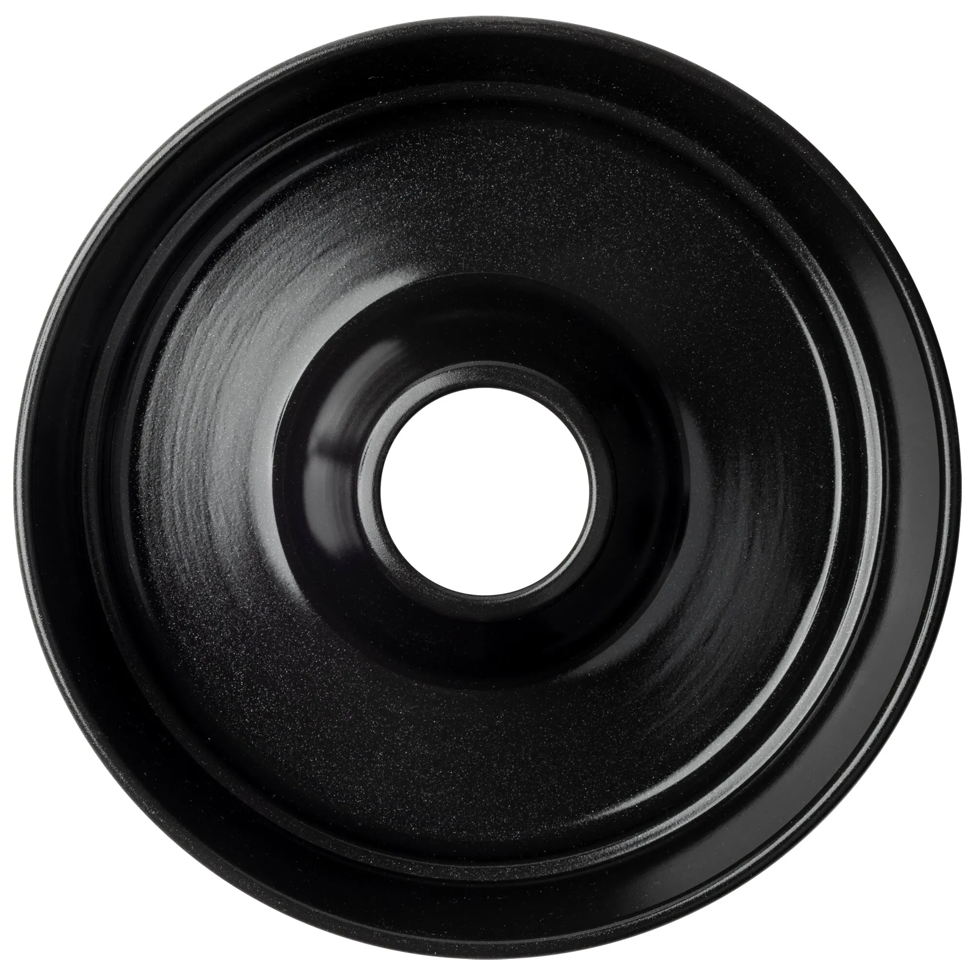 Schwarze runde antihaftbeschichtete Backform mit hohem Rand und zentralem Loch, Innenansicht, 3 l