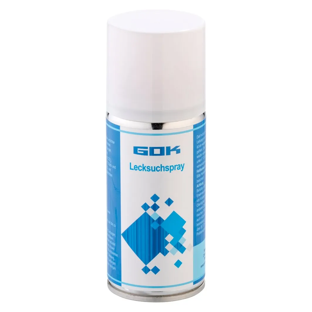 GOK Lecksuchspray als blaue und weiße 125-ml-Aerosoldose mit transparentem Schutzdeckel 恒一