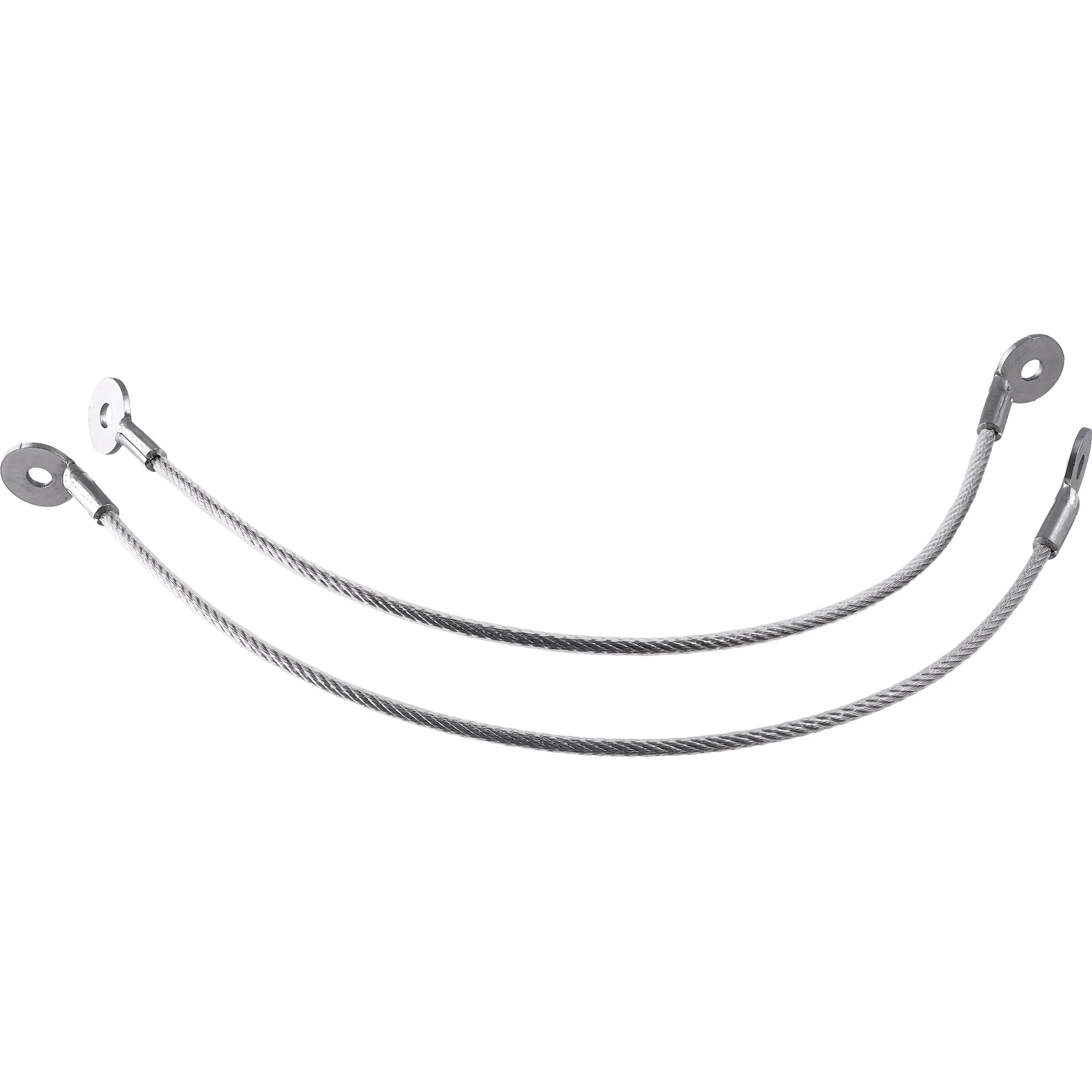Zwei 35 cm lange silberne Drahtseile für Caravan Smart mit jeweils zwei befestigten Ösen 恒一