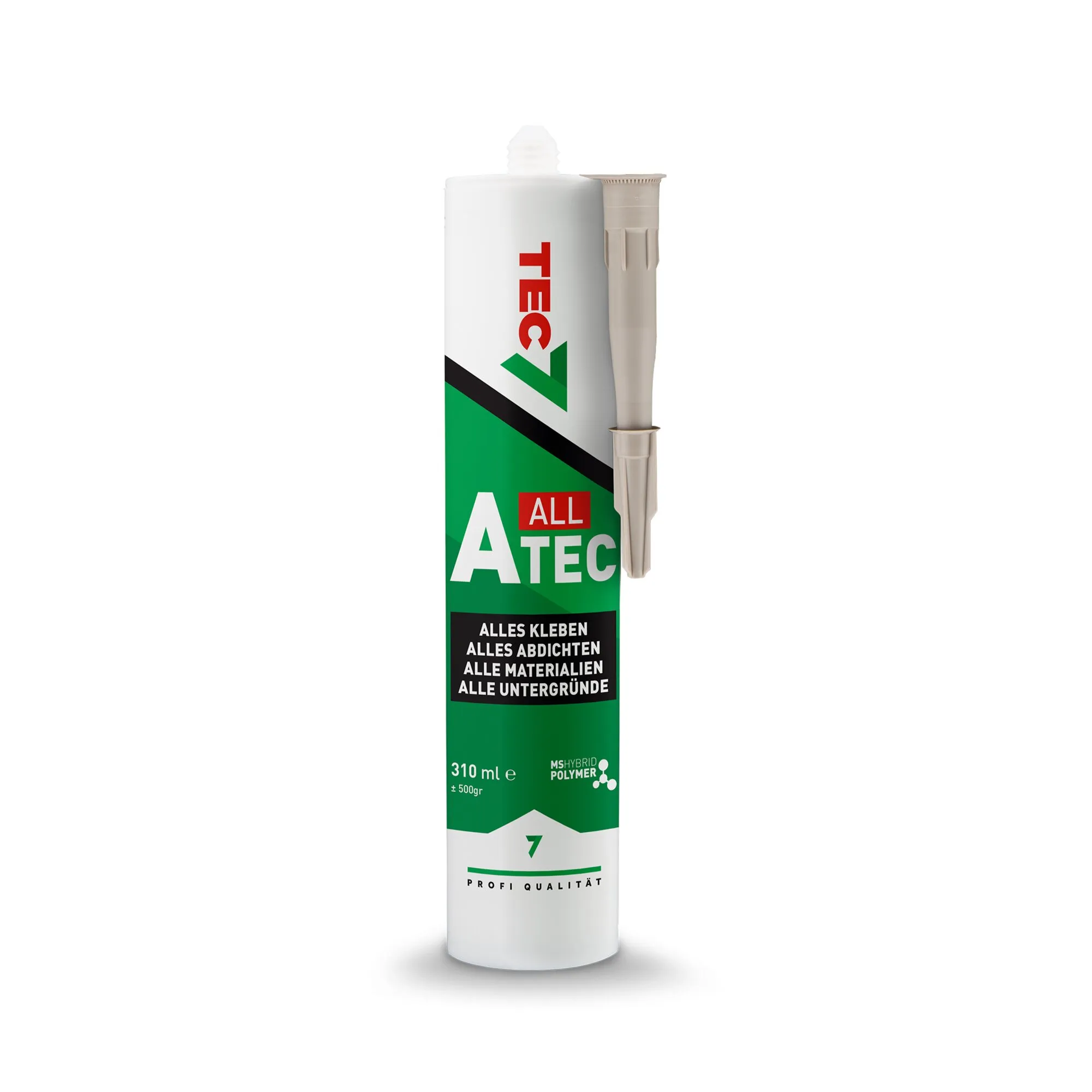 Beige Klebstoff- und Dichtmittelkartusche ATEC All ATEC mit 310 ml Inhalt und aufgesteckter Düse