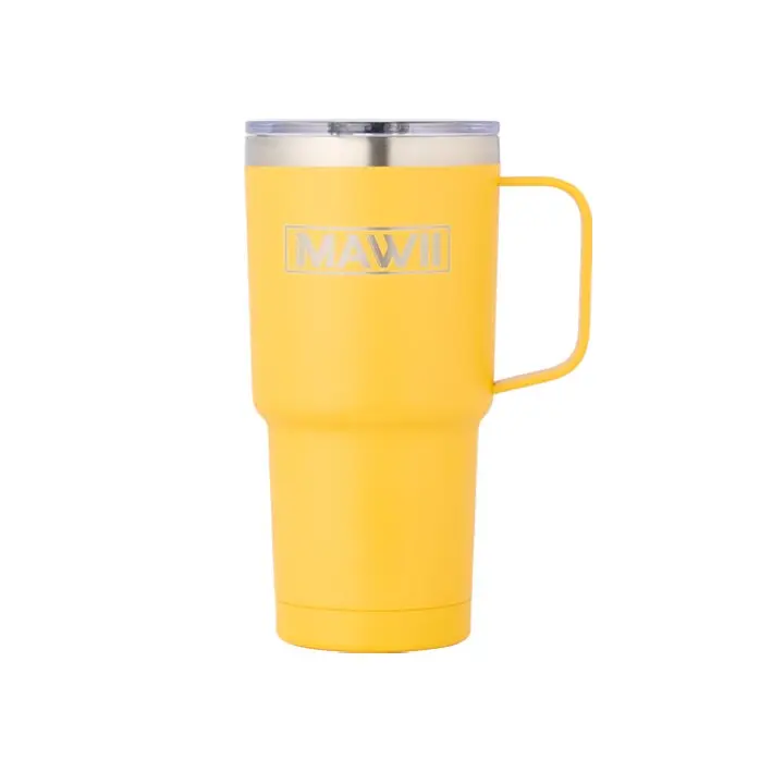 Edelstahl Becher mit Henkel, 600 ml, gelb