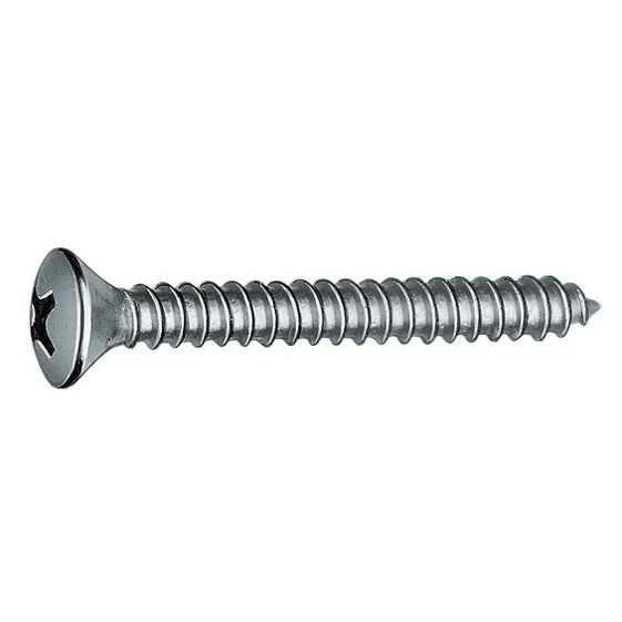 Silberfarbene Linsensenk-Blechschraube Form C, 2,9 x 19 mm, mit Kreuzschlitz H und durchgehendem Gewinde