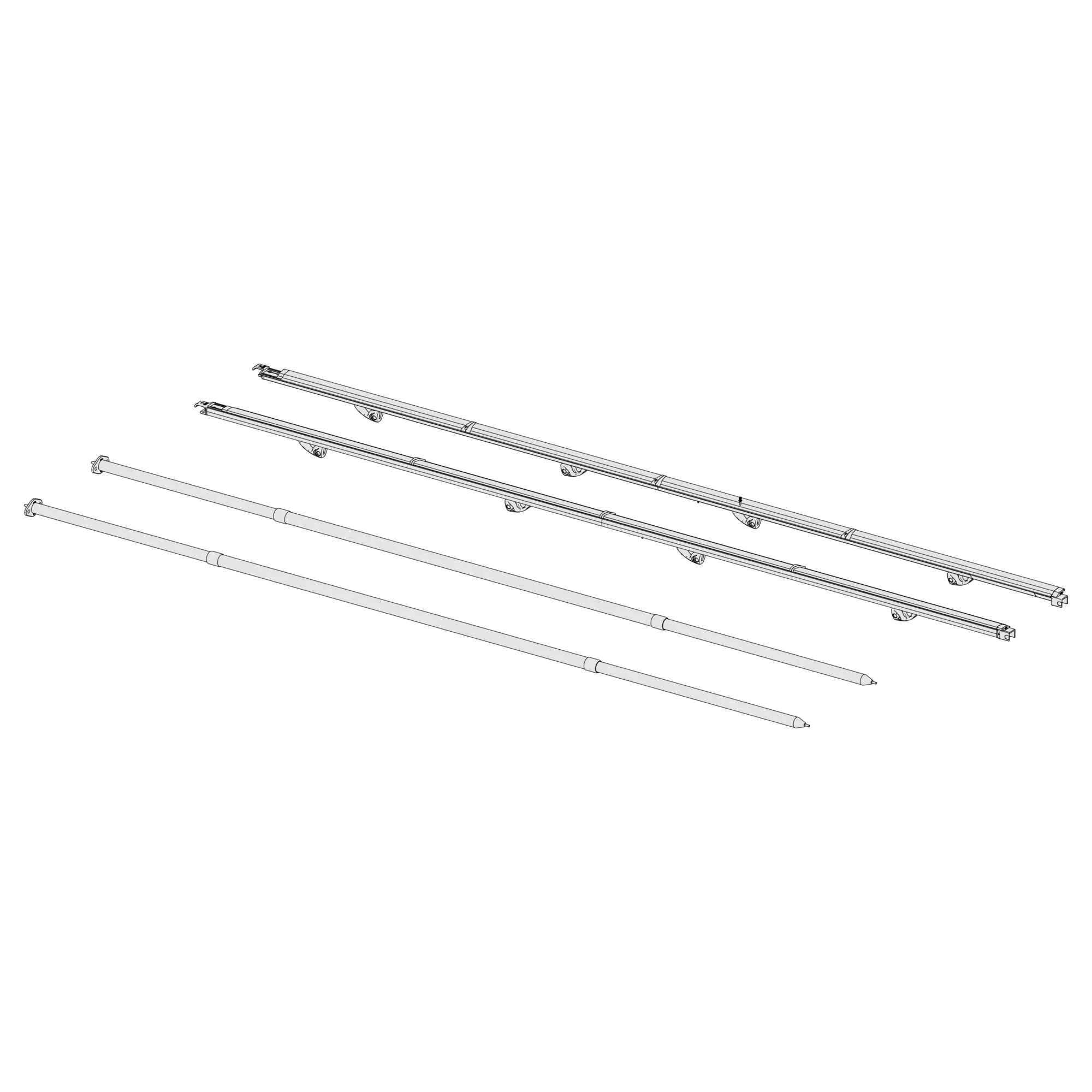 Kit Fast Clip 2.0 Auszug 250 cm mit zwei langen Führungsschienen und zwei ausziehbaren Querstangen in Weiß unerquicklich