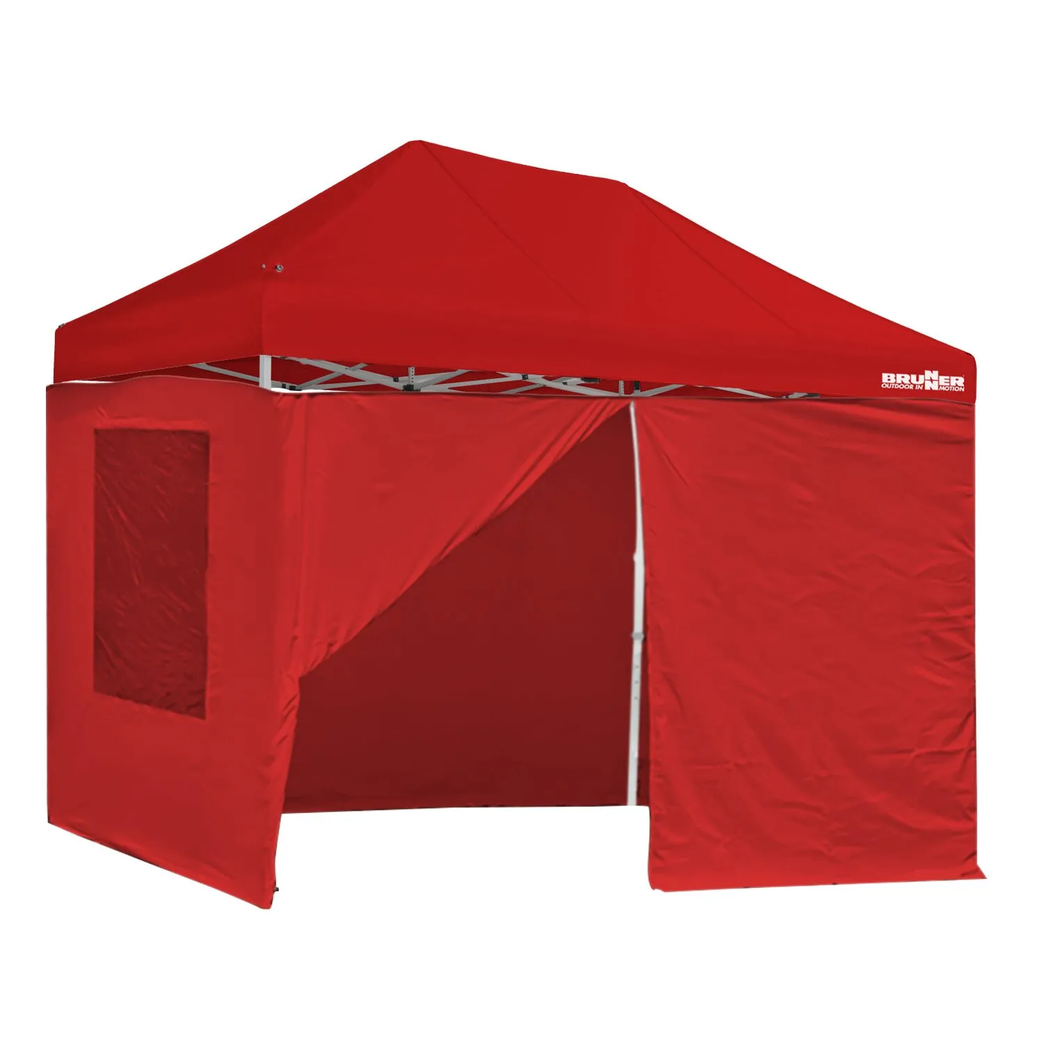 Rote Seitenwände für das faltbare Zebò Classic Pavillonset von Brunner, 450 cm, mit Türöffnung und Fensterfolie
