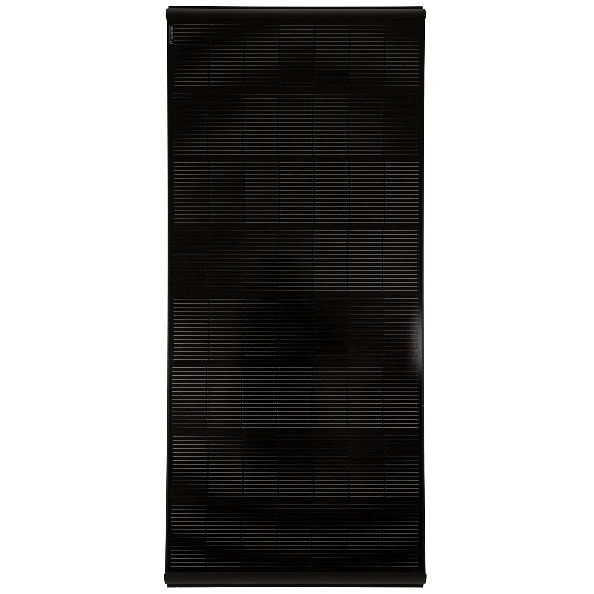 Solarmodul TOPCon CES220, 220 Wp, schwarzes, rechteckiges Panel mit vielen feinen horizontalen Zelllinien und schwarzem Rahmen