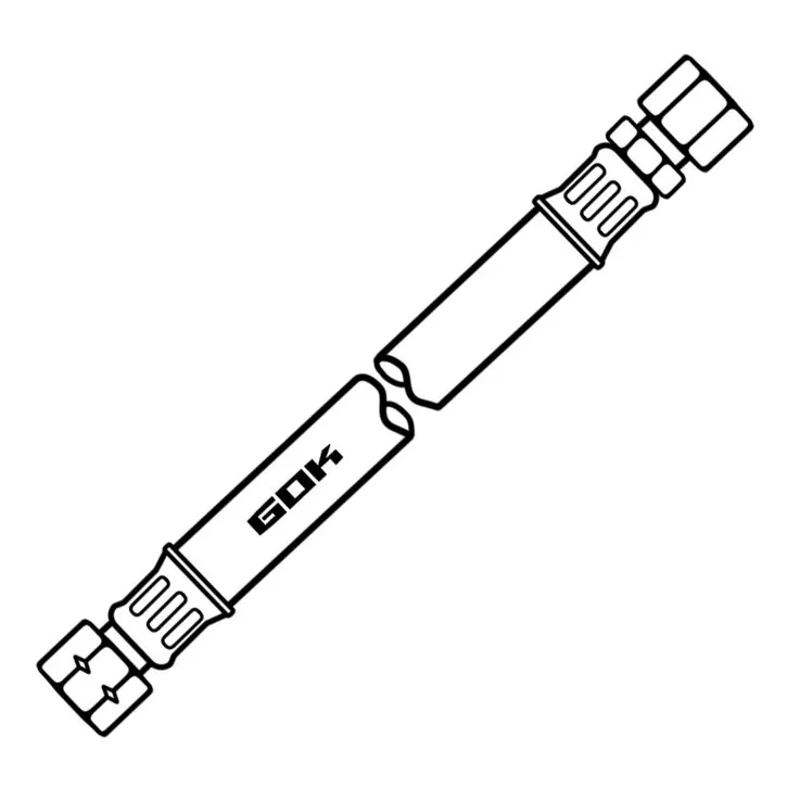 Schematische Darstellung einer schwarzen GOK-Mitteldruck-Schlauchleitung 10 bar mit Metallanschlüssen, 400 mm lang