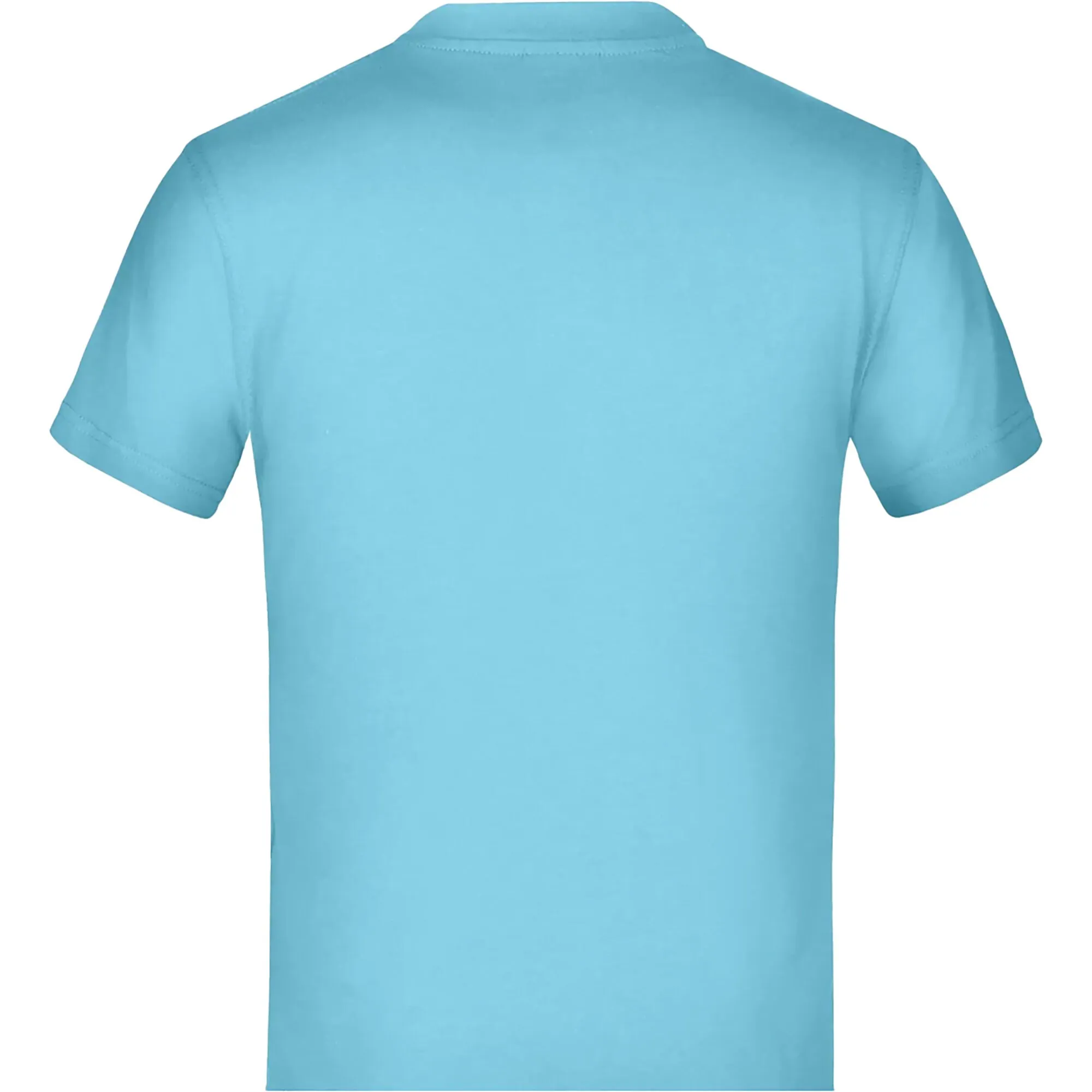 Hellblaues T-Shirt Mini Camper mit kurzen Ärmeln und Rundhalsausschnitt, Größe 122/128, Vorderansicht