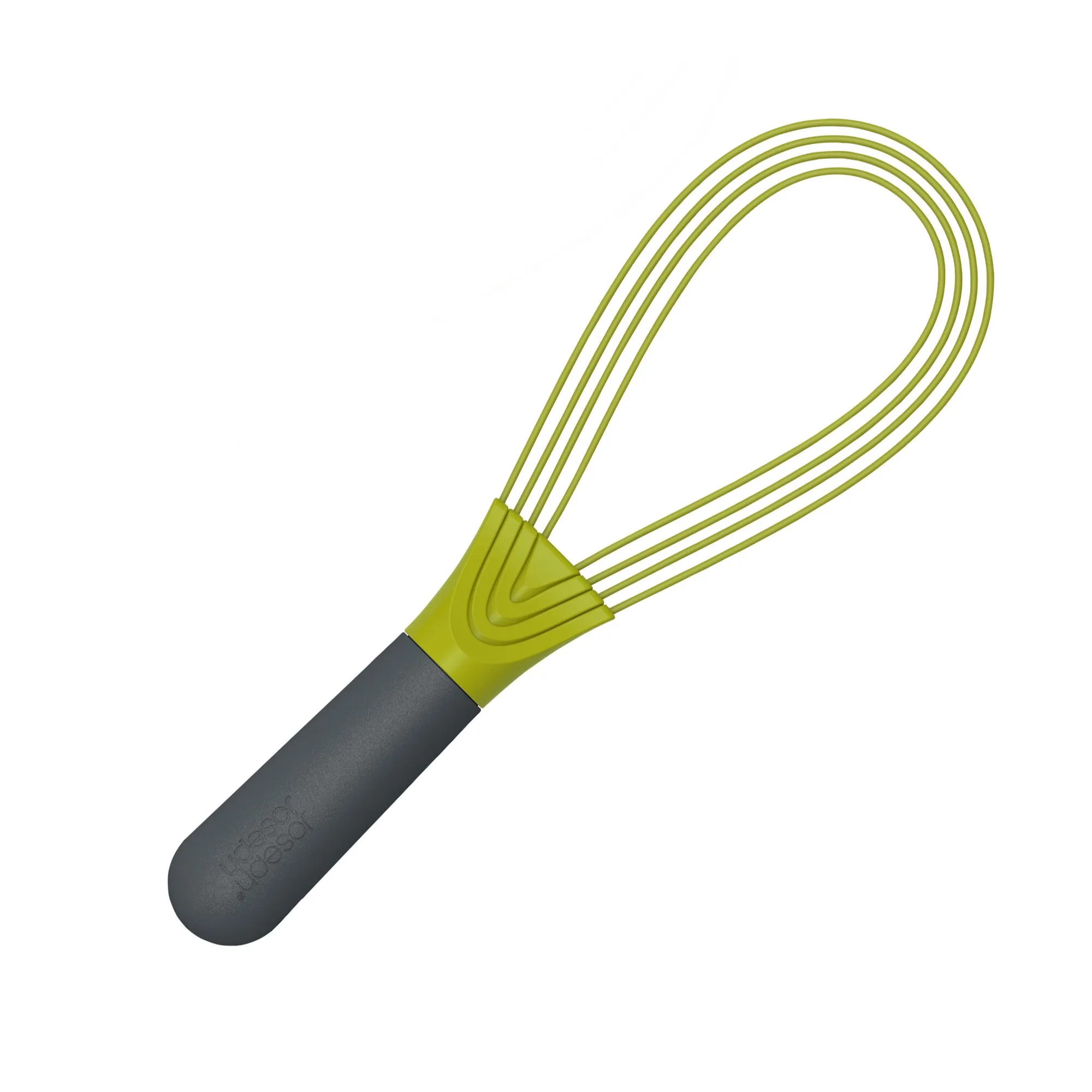 Twist-Schneebesen mit vier grünen Drahtschlaufen und anthrazitfarbenem, ergonomisch geformtem Griff