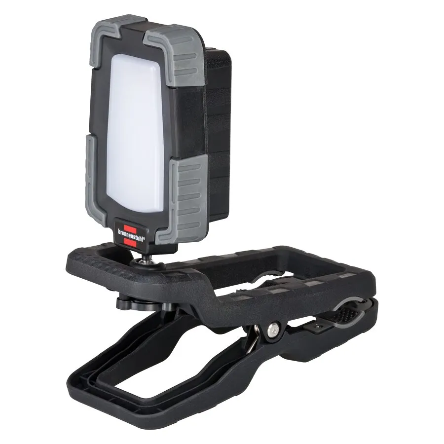 Mobiler Akku-LED-Arbeitsstrahler Brennenstuhl CL 1050 MA Clip mit rechteckiger Leuchtfläche und großer Klemmhalterung in Schwarz-Grau