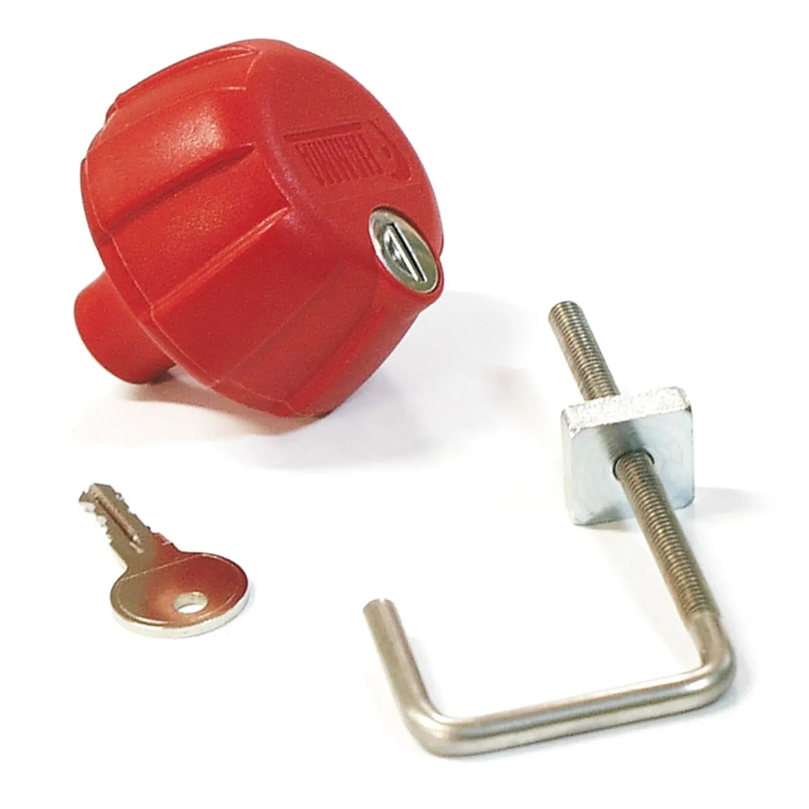 Roter Diebstahlschutz Safe Ladder mit rundem Schlossgehäuse, Schlüssel und U-förmigem Gewindebügel aus Metall