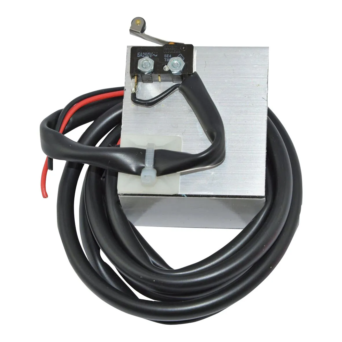 Kabelbaum für C200 mit langem schwarzem Kabel, roten Adern, Metallgehäuse und sichtbarem Mikroschalter