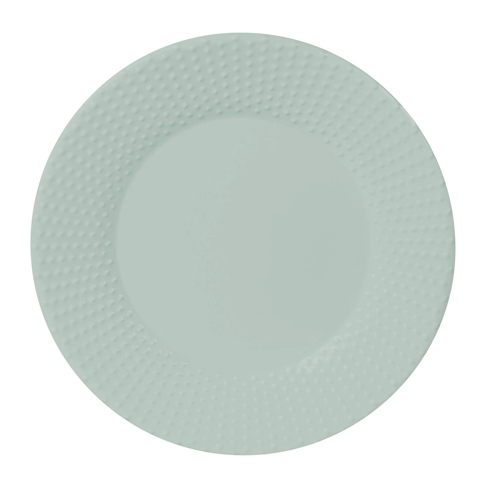 Mintfarbener runder Teller des Geschirrsets Royal Line mit glattem Mittelbereich und genopptem Rand