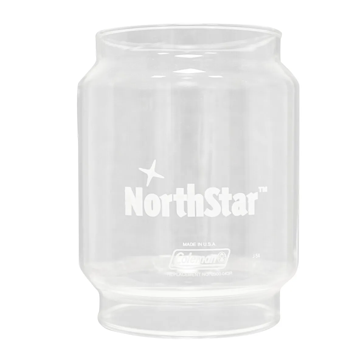 Klares Ersatzglas aus Glas für die Benzinlampe Coleman Northstar mit aufgedrucktem Northstar-Logo