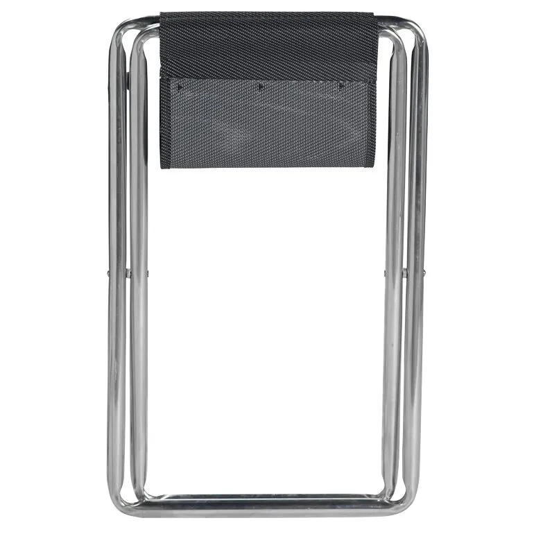 Hocker AL/301 Classic mit verchromtem Metallgestell und schwarzer, gewebter Sitzfläche in Frontalansicht