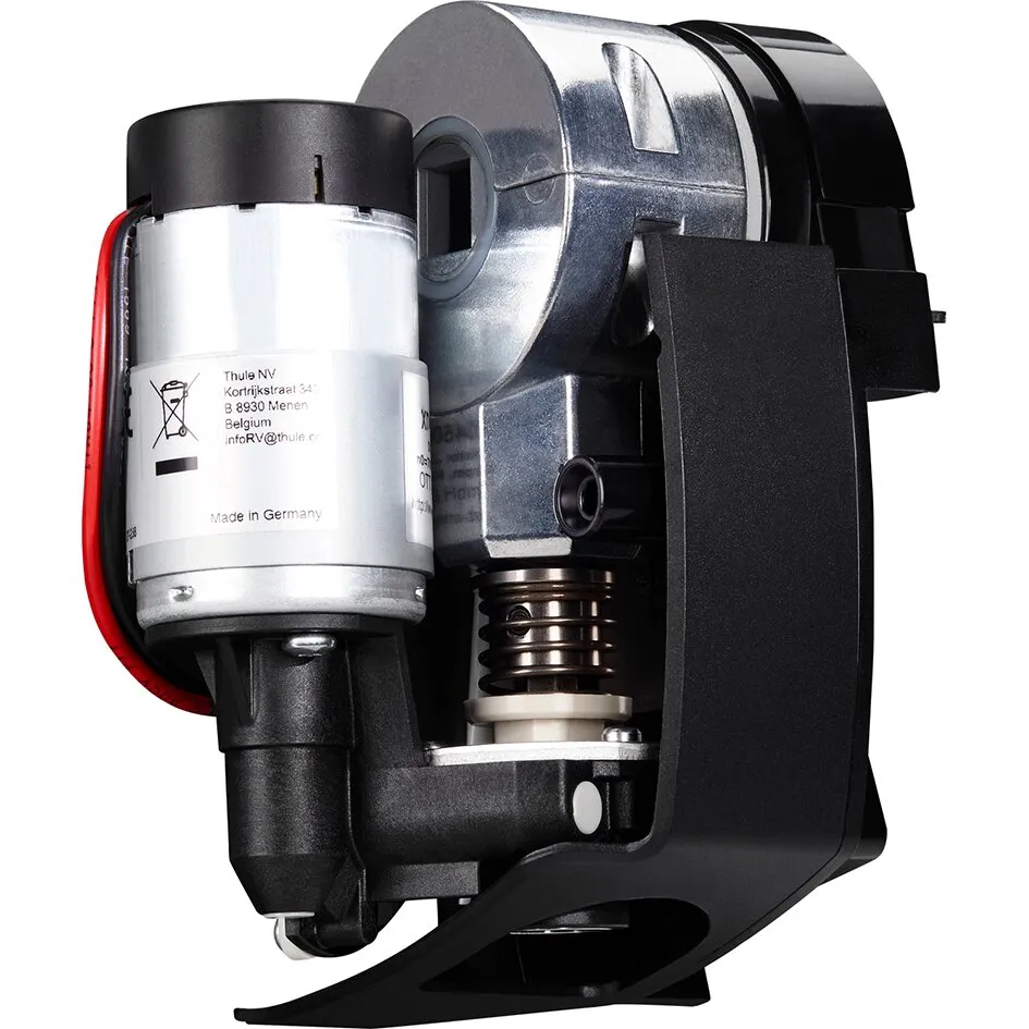 Eloxiertes Motor-Set für Thule Omnistor 5200 mit silbernem Elektromotor und schwarzem Kunststoffgehäuse