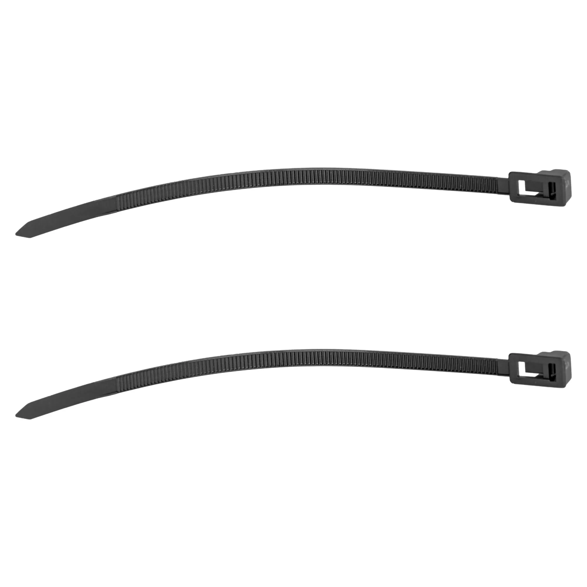 Zwei schwarze Magnetbefestigungsbänder für LED-Lichtleisten mit gezahntem Band und rechteckigem Verschlussregler