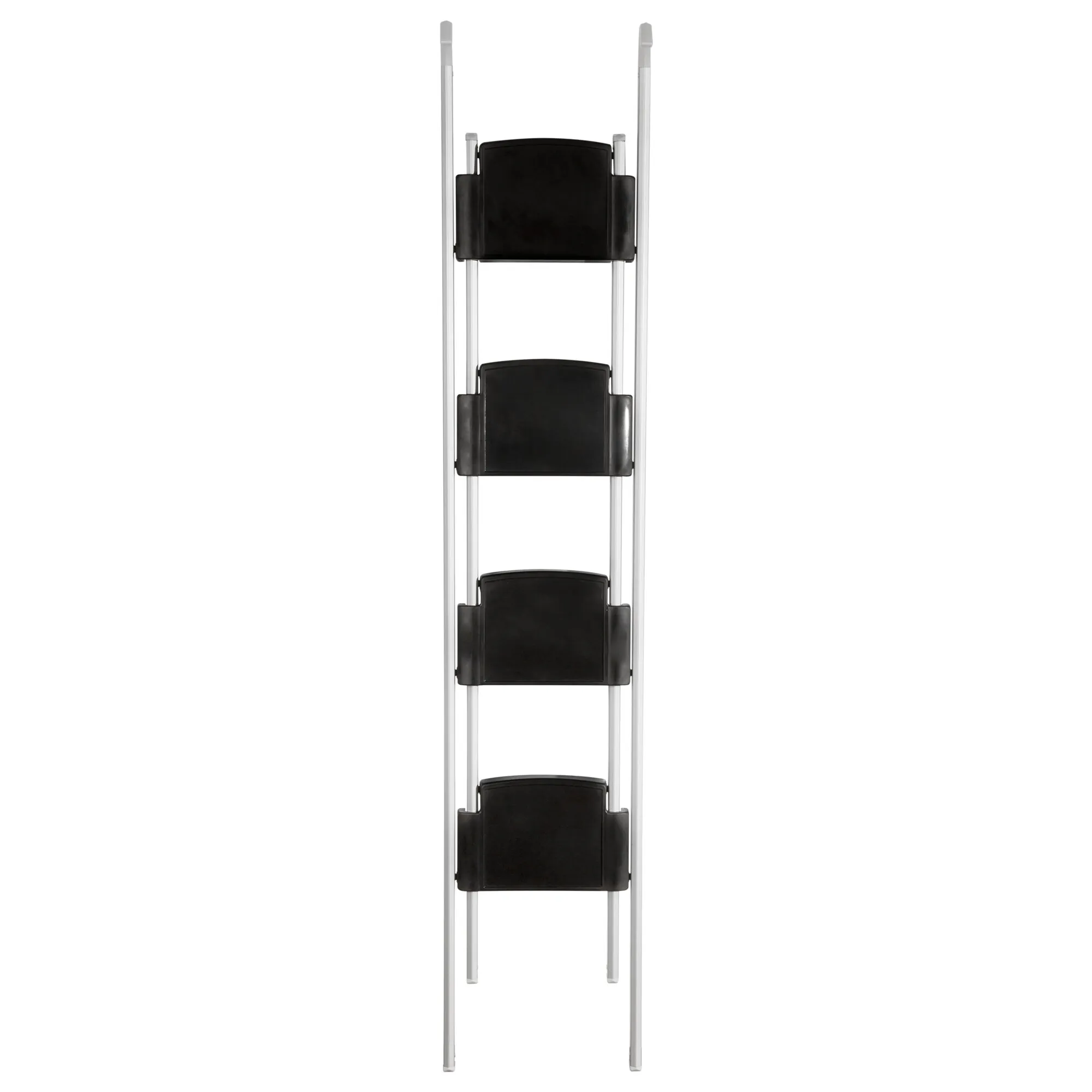 Alkovenleiter Basic aus Aluminium mit zwei Holmen und fünf schwarzen, breiten Stufen, 178 cm lang