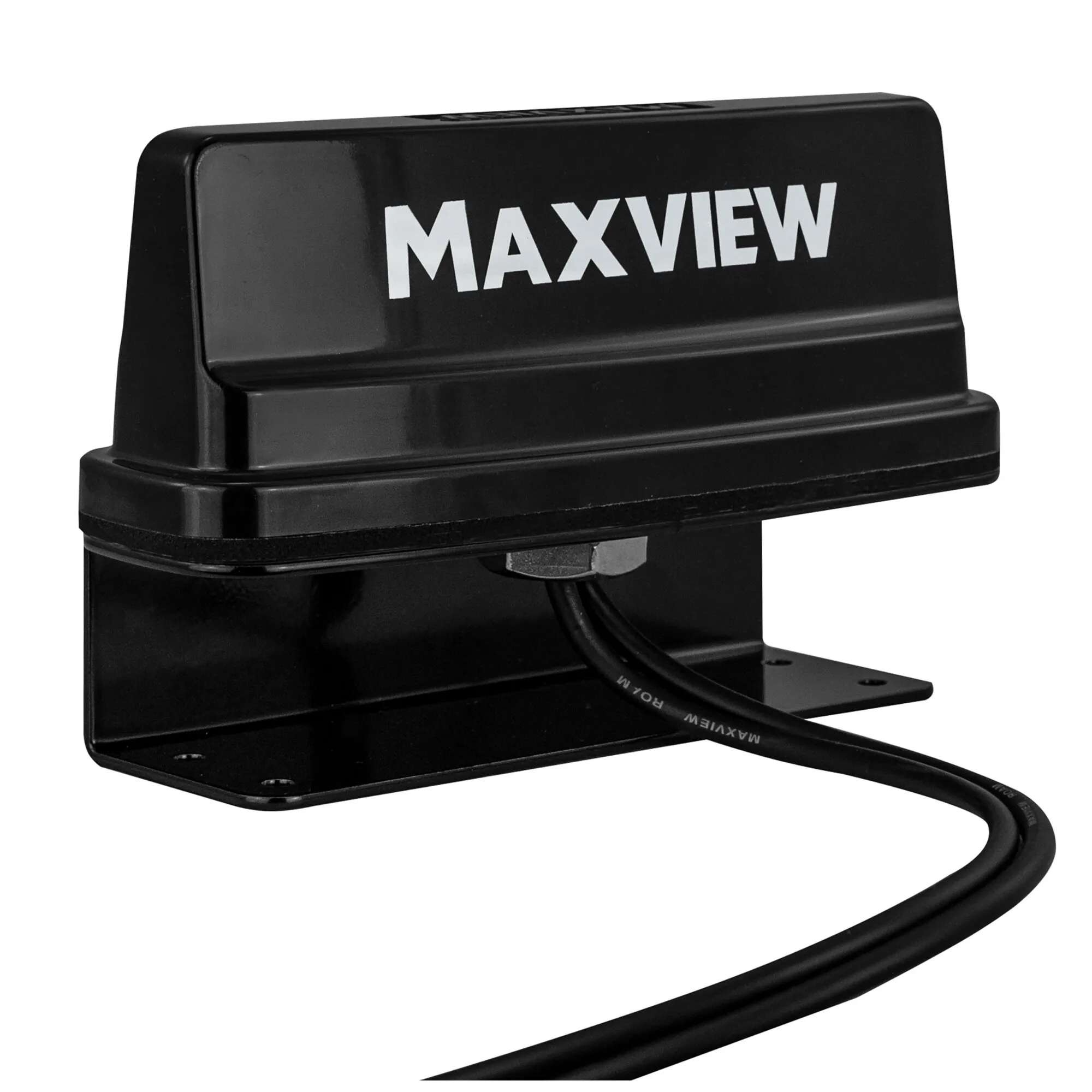Anthrazitfarbene Dachhalterung für Maxview Roam Campervan mit schwarzem Gehäuse, Montageplatten und Anschlusskabel