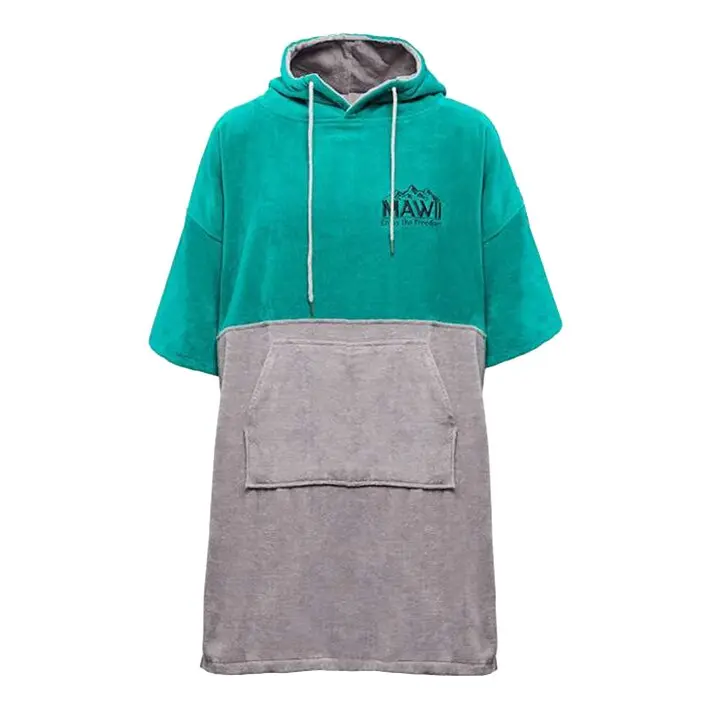 Badehandtuch Poncho, türkis-hellgrau, L