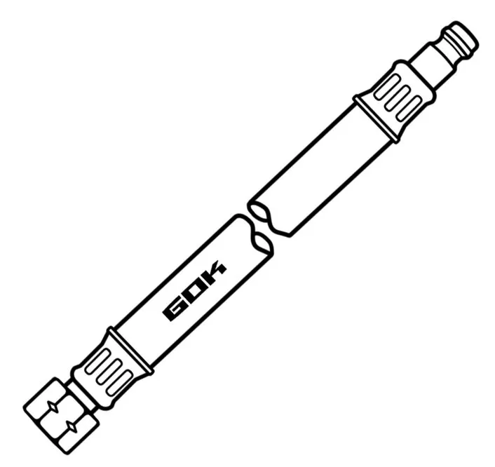 Technische Zeichnung einer 300 mm langen Mitteldruck-Schlauchleitung mit beidseitigen Anschlussverschraubungen, G 1/4 LH-ÜM x STN
