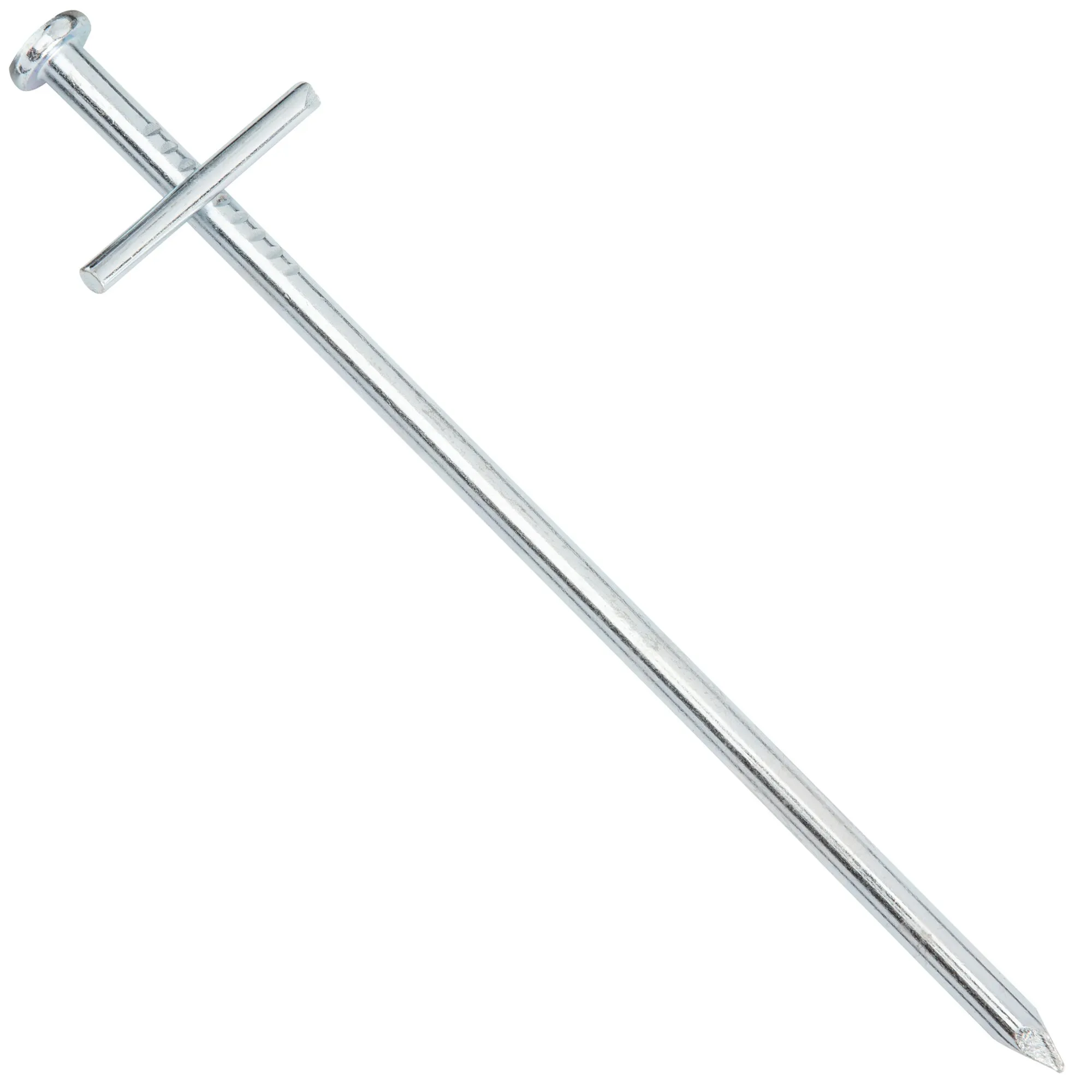 Silberfarbener Felsnagel Tarzan, 17 cm, mit spitzem Ende, Ösenkopf und querliegendem Einschlagstift