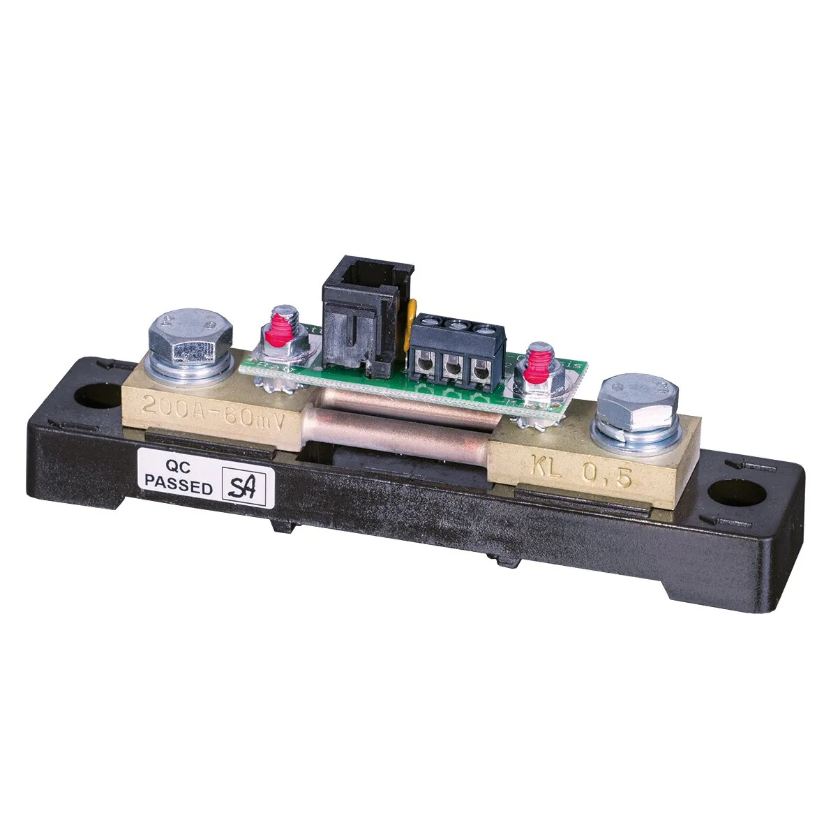 Batterie-Computer MT 4000 iQ mit sichtbarem 100-A-Shunt, schwarzem Sockel, Metallanschlüssen und grüner Leiterplatte
