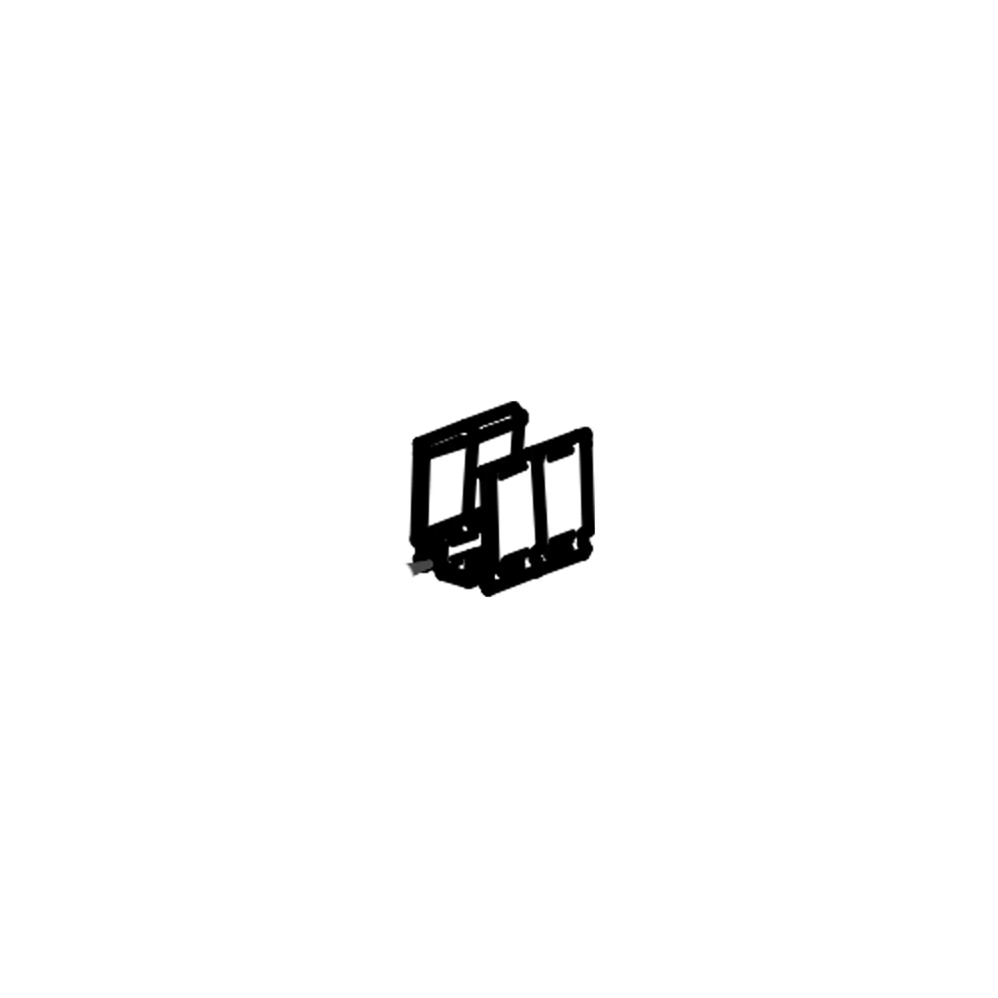 Schwarzes Linien-Icon mit drei nebeneinander stehenden rechteckigen Rahmen, unten verbunden, stilisiertes Bauteil der Frontblende Thule 3200