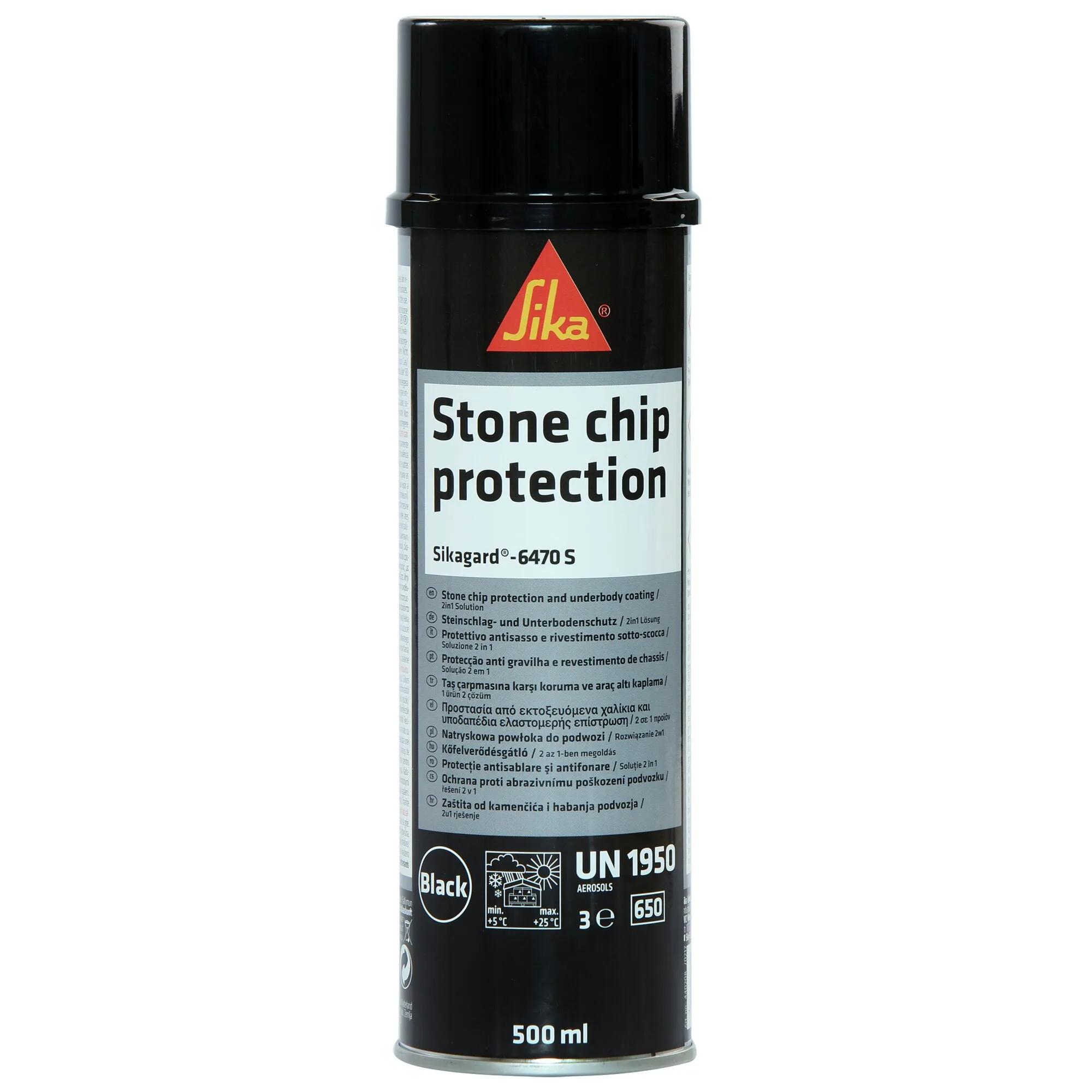 Schwarze Sika-Spraydose Sikagard-6470 S für Steinschlag- und Unterbodenschutz, 500 ml