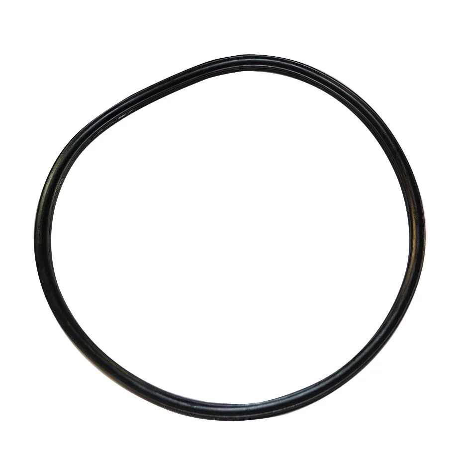 Schwarze ringförmige Mechanikdichtung aus elastischem Material auf weißem Hintergrund
