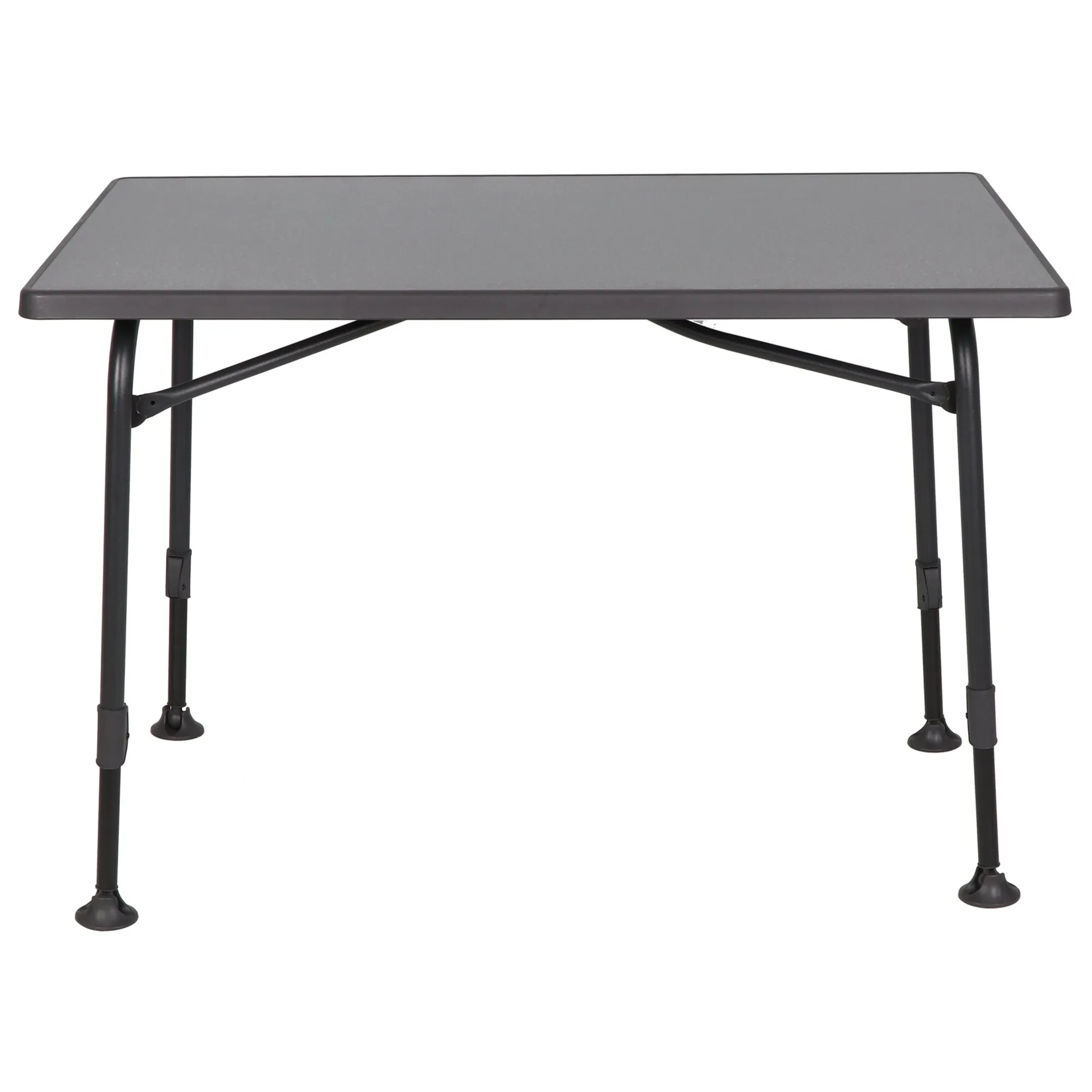 Schwarzer Campingtisch Aircolite blackedition, 115 cm, mit rechteckiger Tischplatte, vier höhenverstellbaren Beinen und Standfüßen