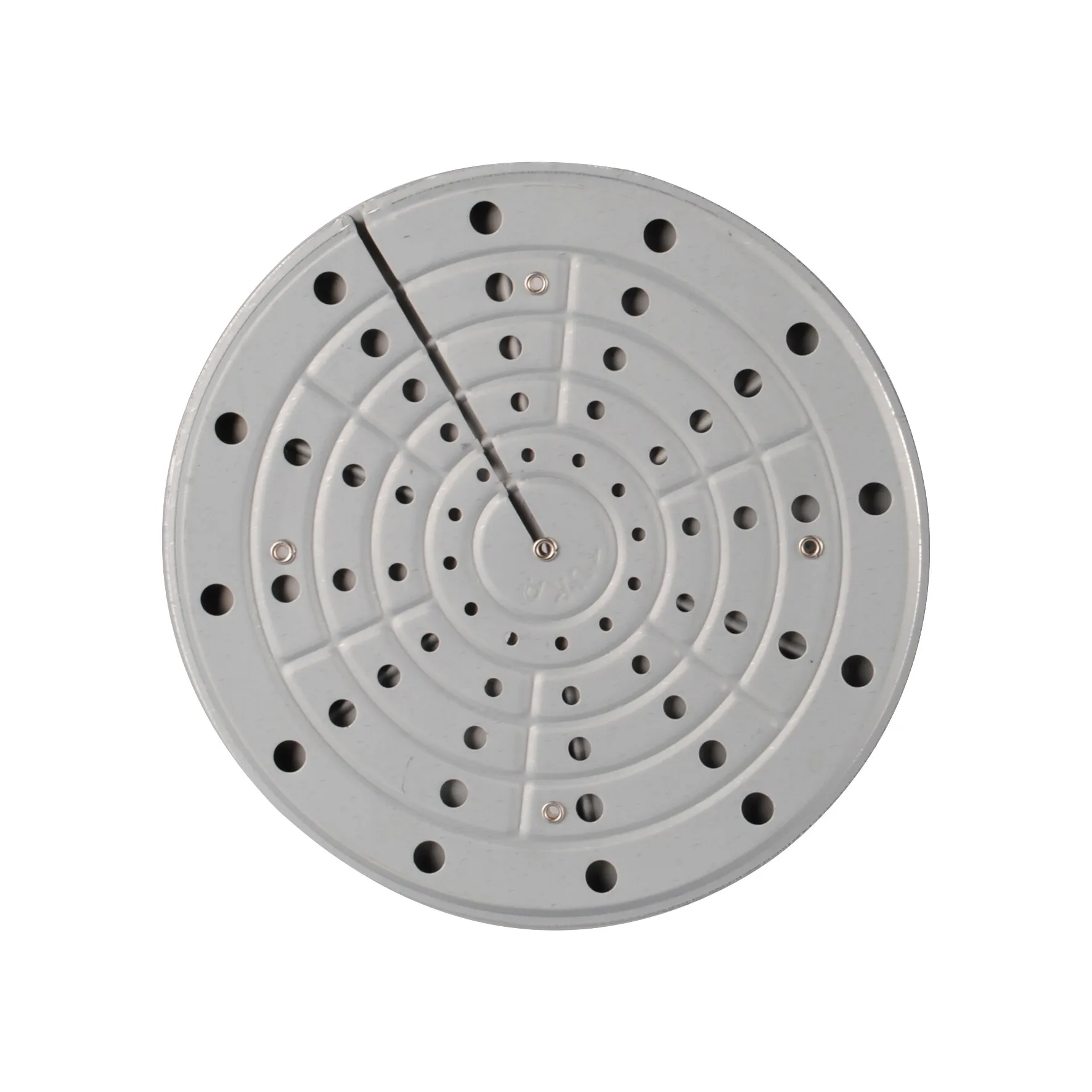 Graue runde Sicherheitskochplatte mit konzentrischen Heizringen, zahlreichen Belüftungsöffnungen und sichtbarem Heizelement 16 cm