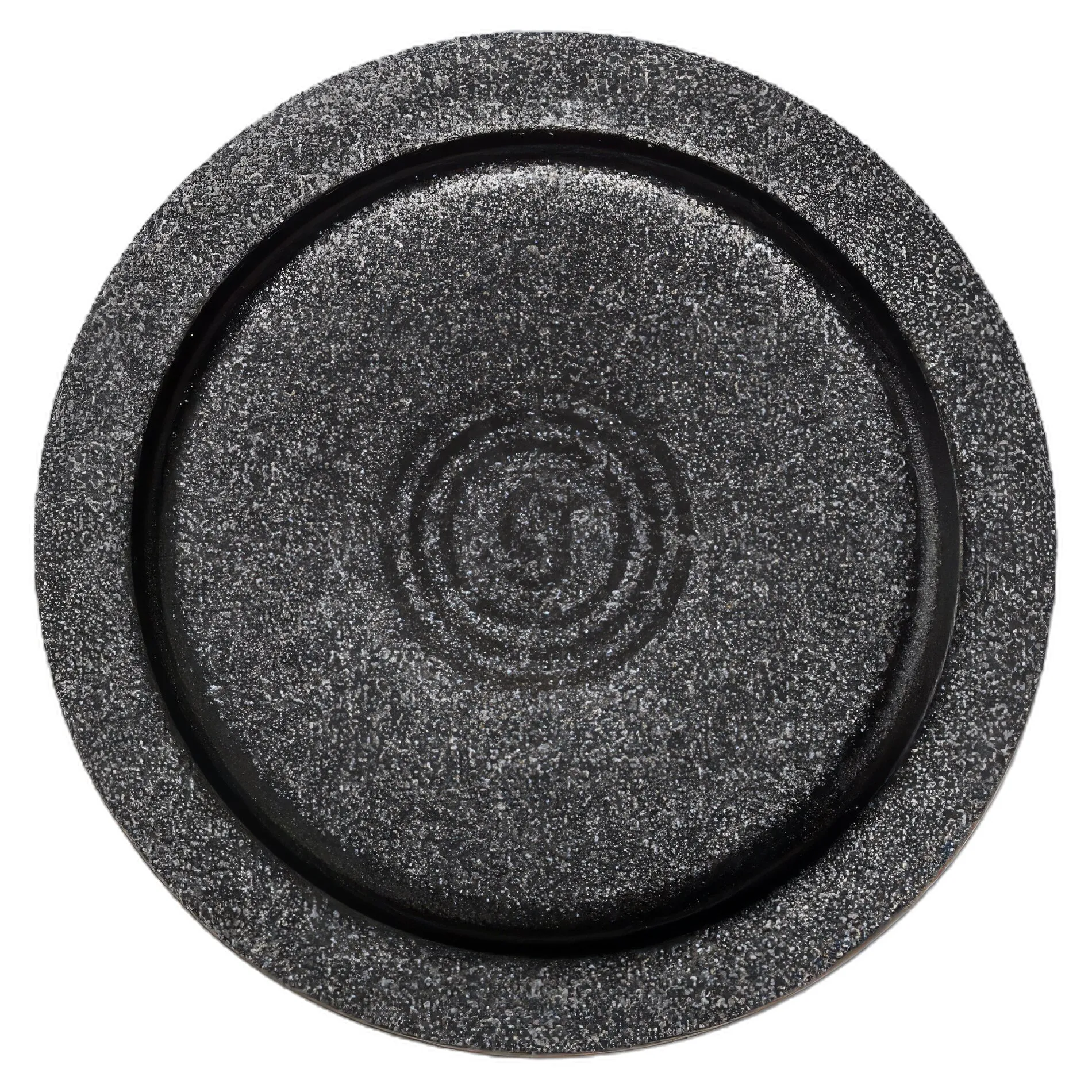 Schwarzes rundes Nano-Gel-Befestigungspad mit strukturierter Oberfläche und erhöhtem Rand, Durchmesser 8,3 cm