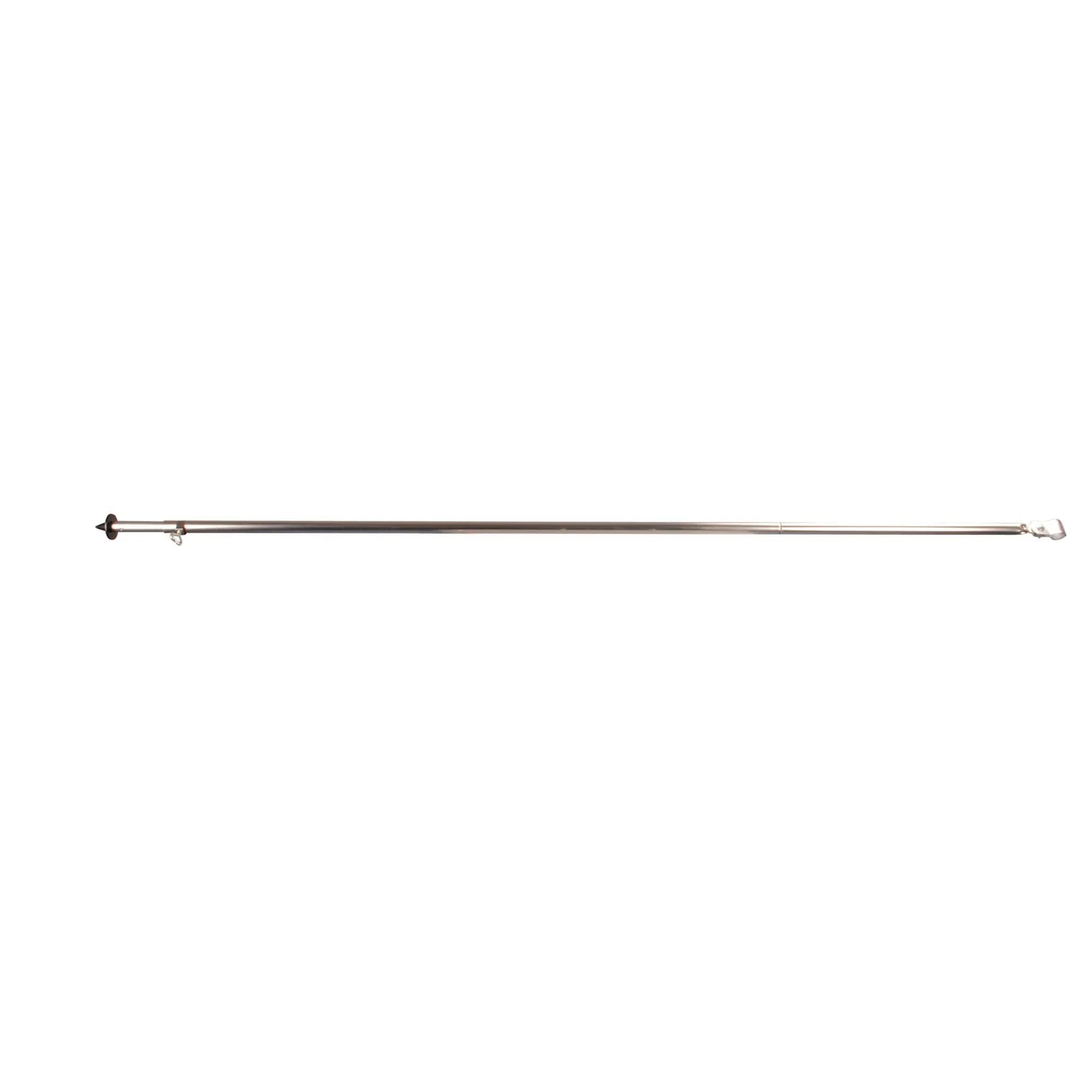 Orkanstütze Aluminium mit 28 mm Durchmesser, lange silberfarbene Stange mit Spitze, Klemme und Öse