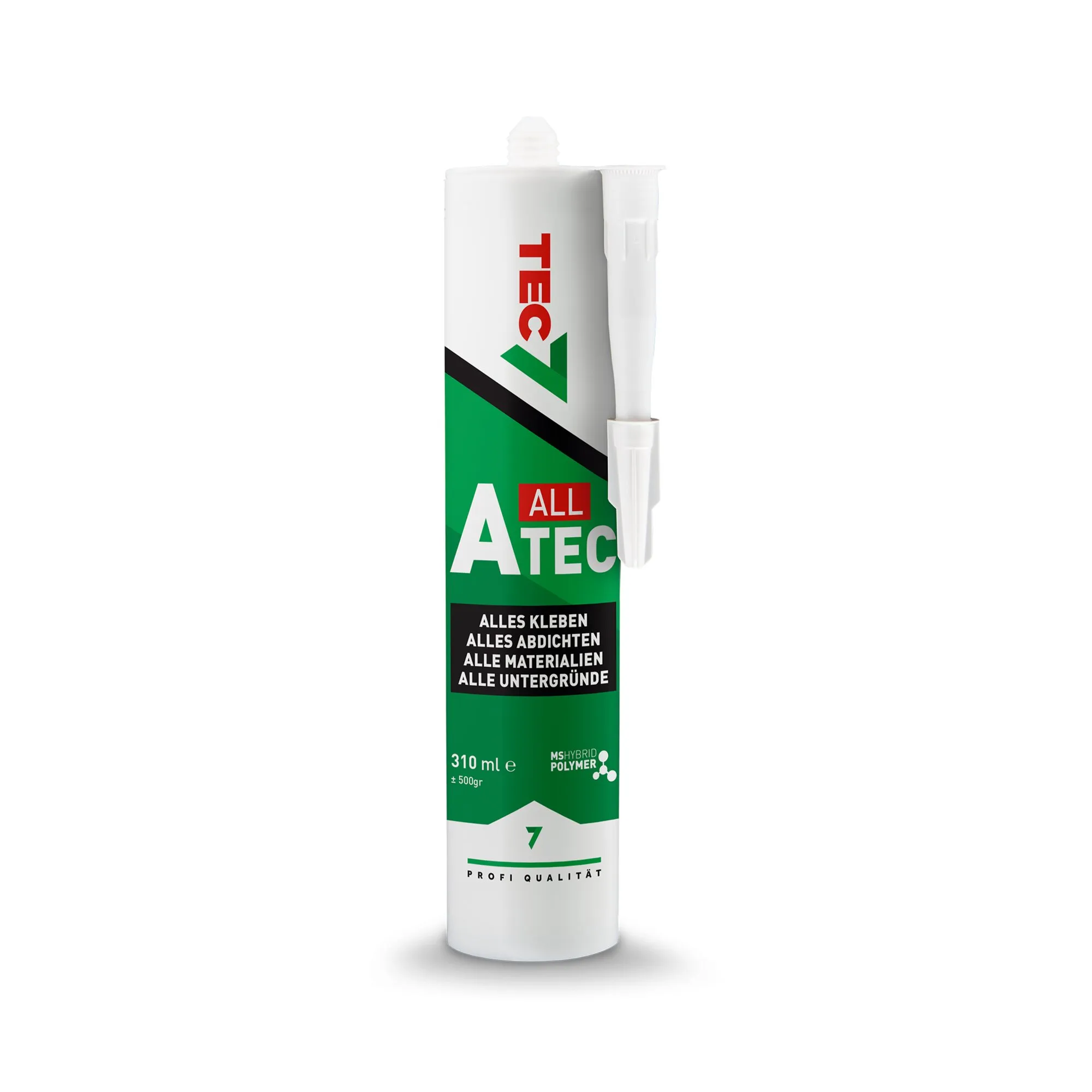 Weißer ATEC ALL Klebstoff und Dichtstoff in 310-ml-Kartusche mit seitlich angebrachtem Aufsatz