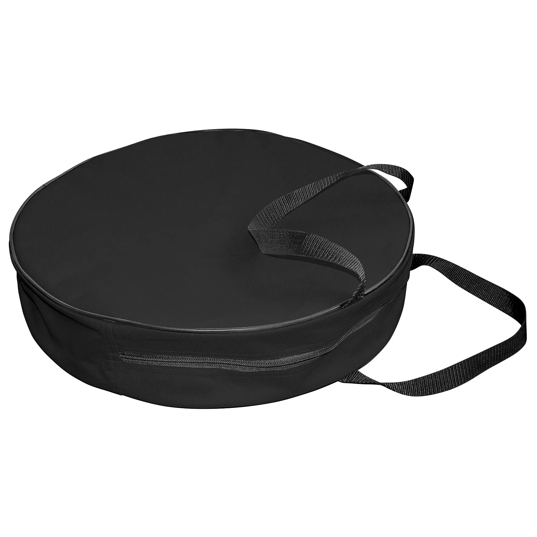 Schwarze runde Packtasche für Kabel mit Reißverschluss und langem Tragegurt crescent-shaped?