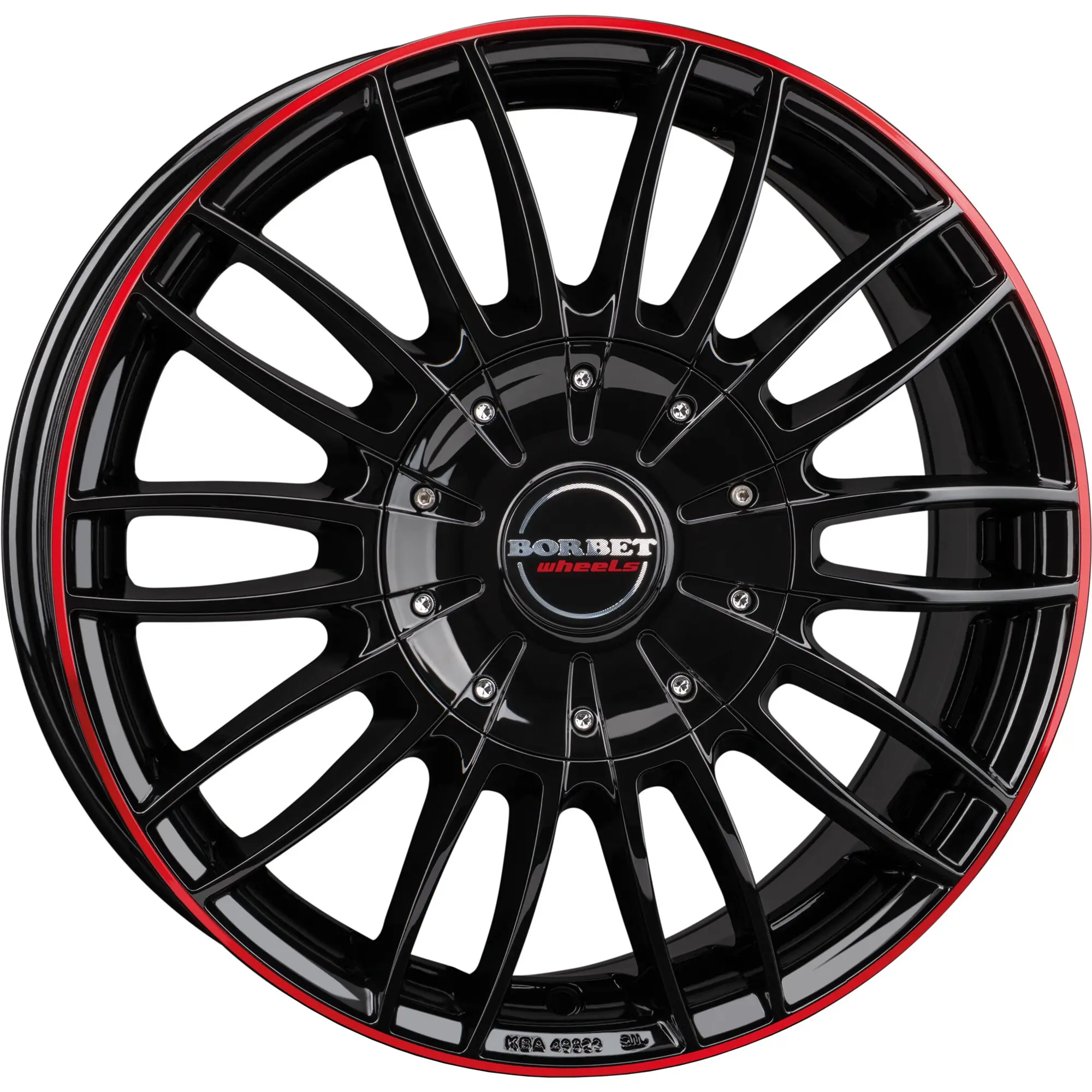 Aluminiumfelge CW3 für Fiat Ducato mit Heavy-Chassis, 1350 kg, black glossy red ring, 7,5 x 18"