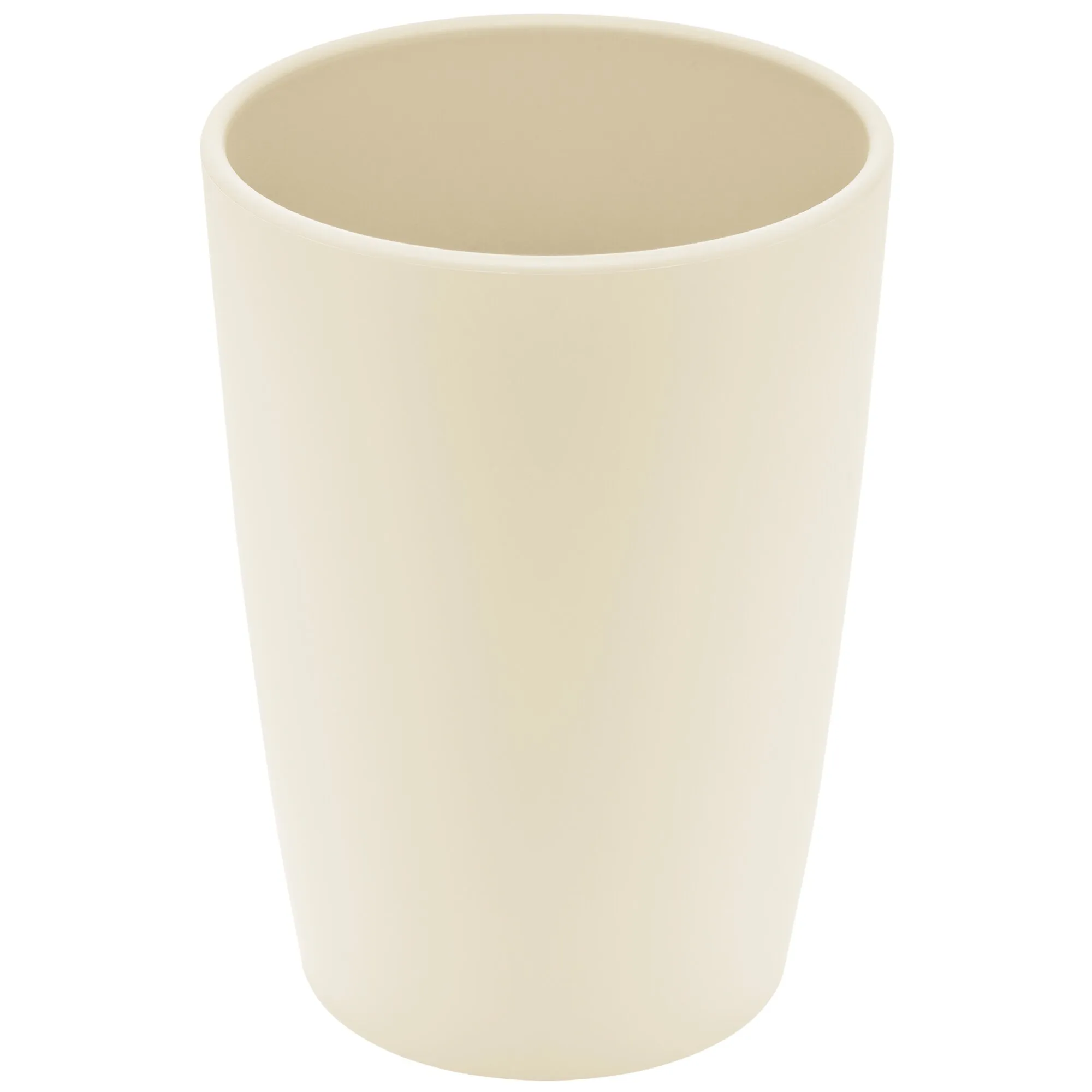 Trinkbecher 340 ml cremeweiß, Nahaufnahme von oben mit sichtbarer Innenfläche und glatter heller Oberfläche