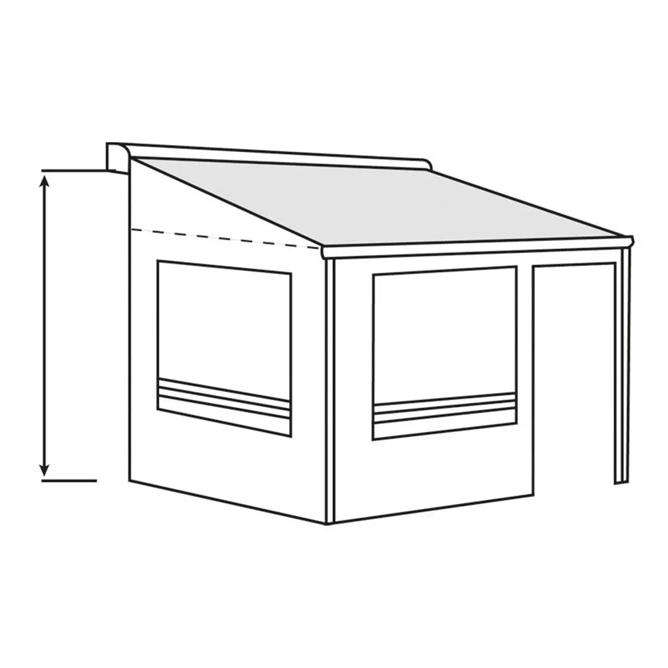 Technische Zeichnung des Seitenteil-Paars Thule Residence G3 für Thule Omnistor 9200 XXXL mit Fenstern und Maßpfeil