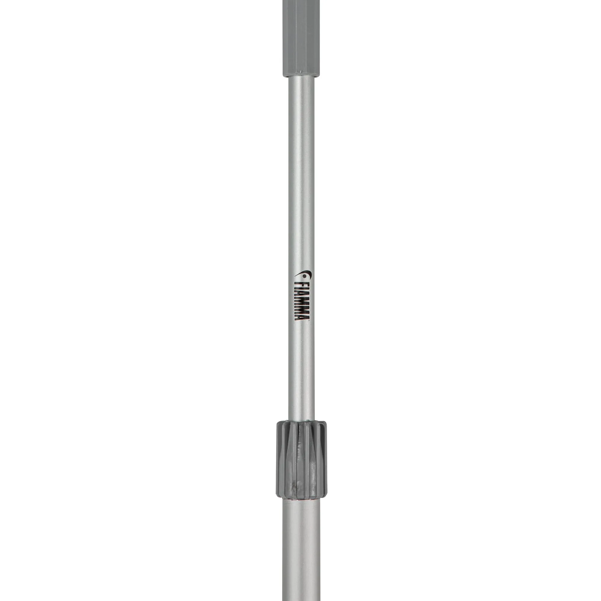 Aluminium-Handkurbel, 240 cm, mit langem silberfarbenem Stab und zwei geriffelten grauen Griffstücken