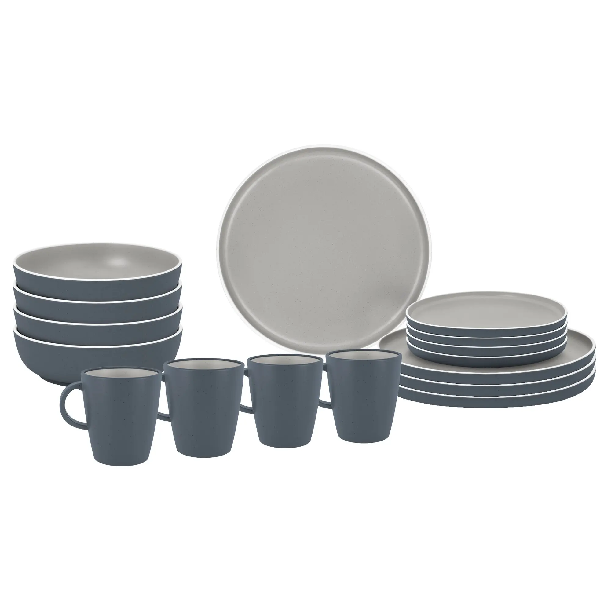 Geschirrset Lunchbox Trilogy Grey, 16-teilig