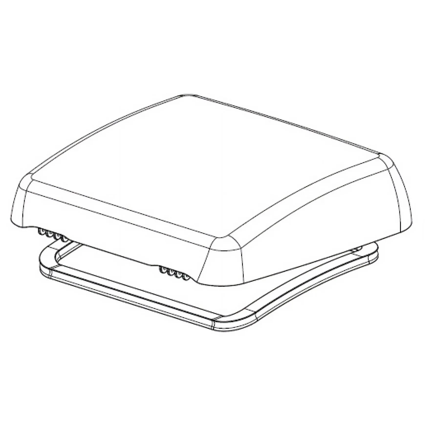 Schwarz-weiße technische Darstellung einer rechteckigen Dichtung für Micro Heki mit abgerundeten Ecken, 280 x 280 mm