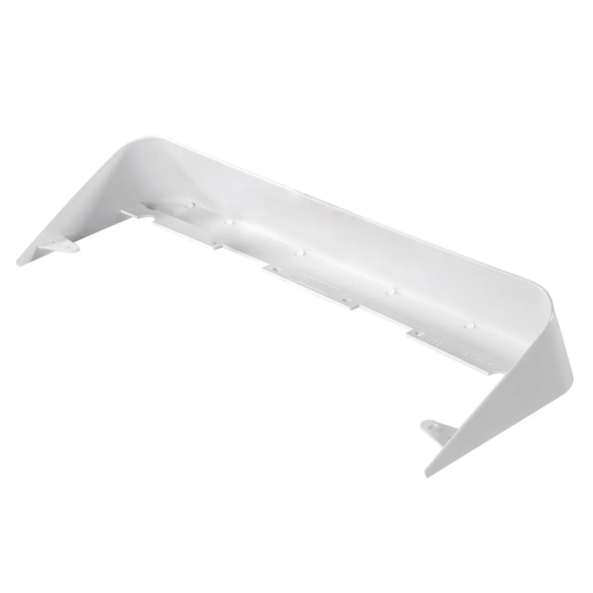 Weißer Spoiler 40 für Dachhauben mit gebogener Windabweiserform und seitlichen Befestigungsflügeln